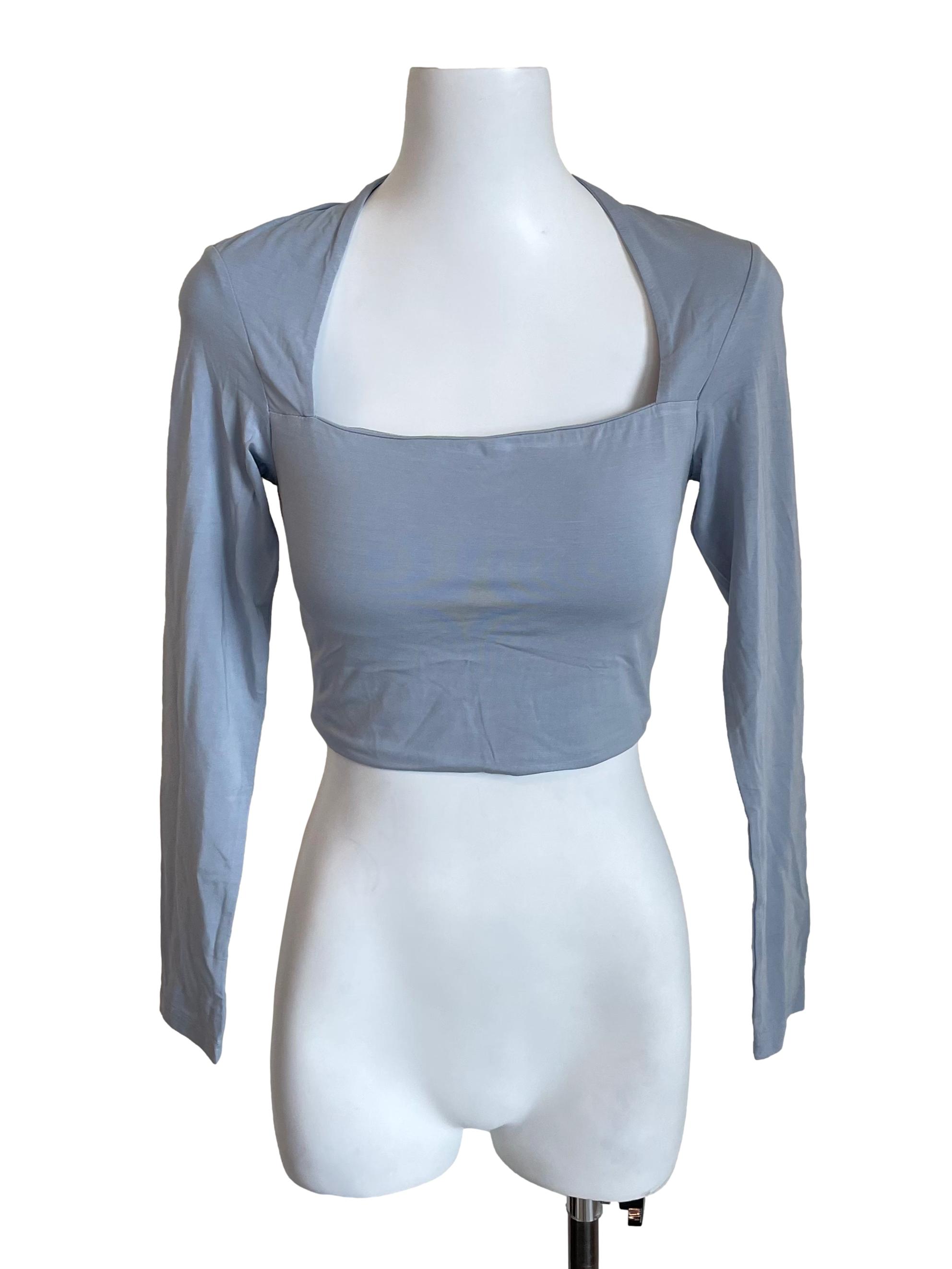 Light Stone Square Neck Crop Top