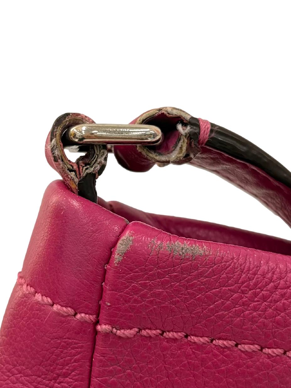 Fuchsia Pink Pebbled Leather Shoulder Bag