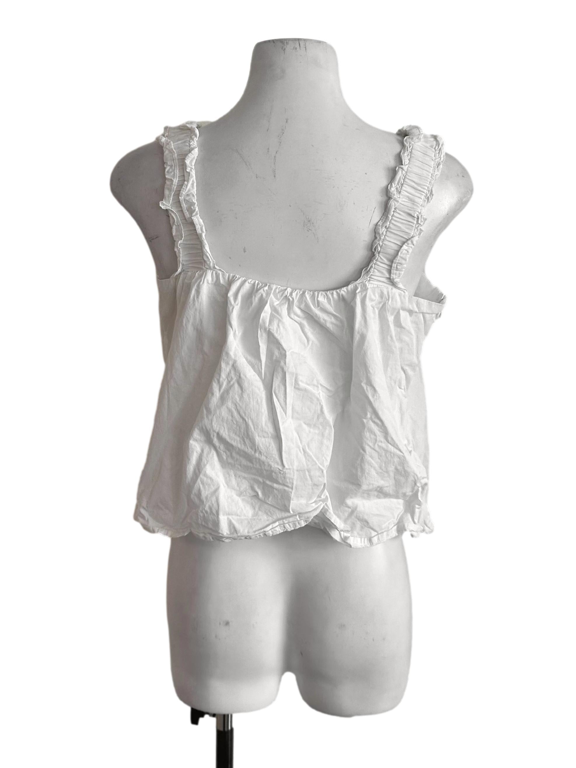 Off White Ruffle Strap Top