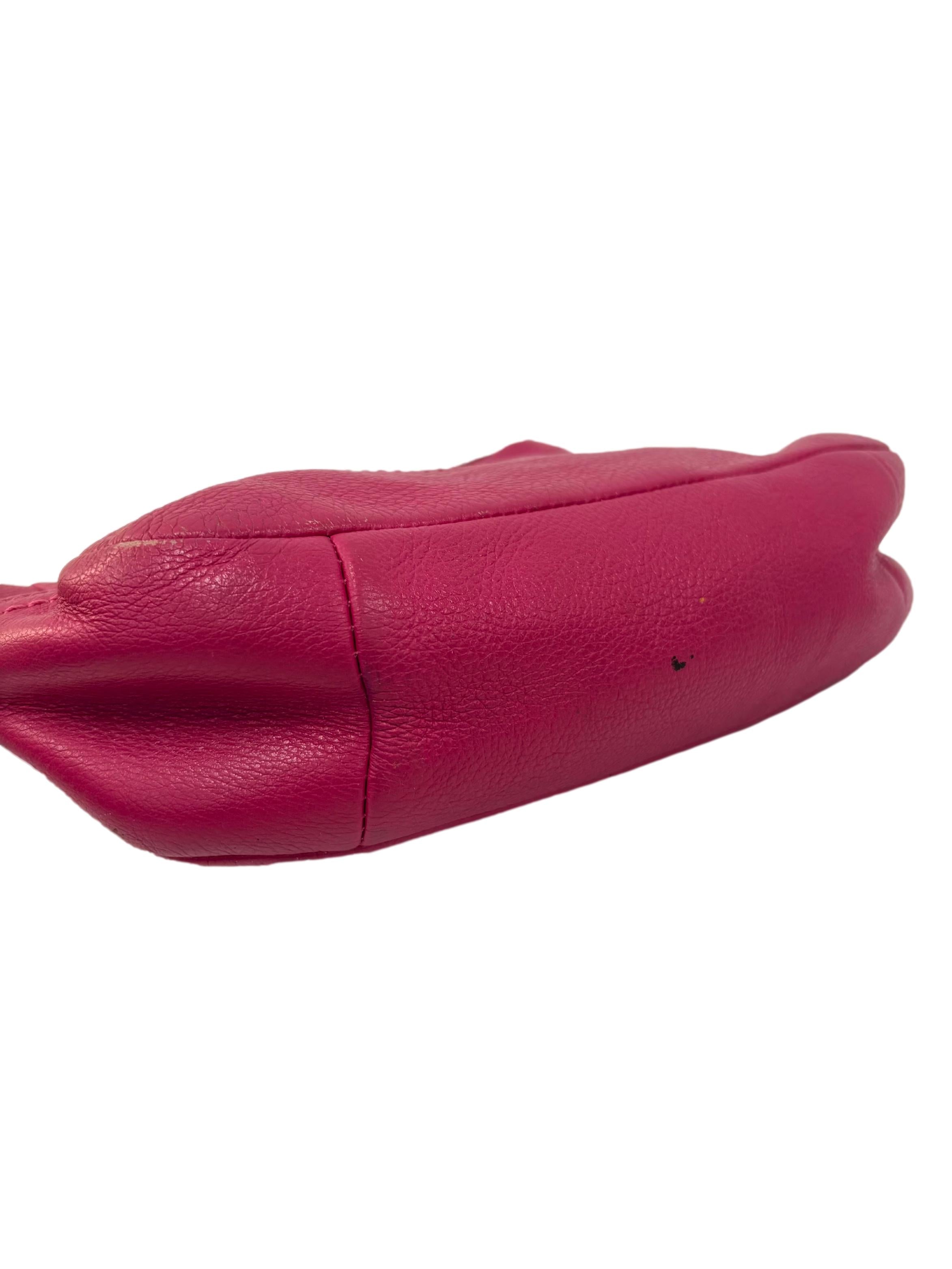 Fuchsia Pink Pebbled Leather Shoulder Bag