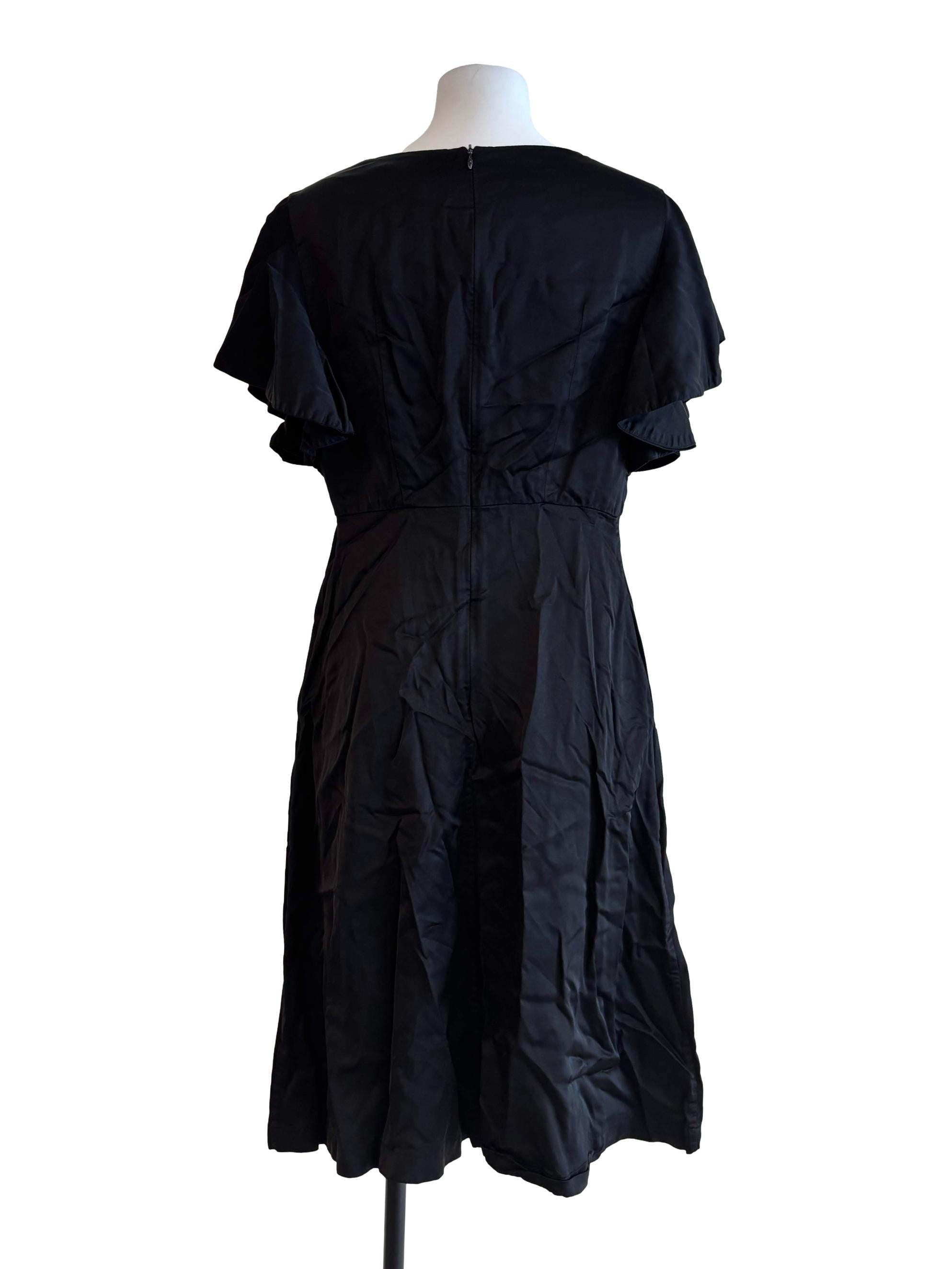 Rich Black Plain A-Line Dress