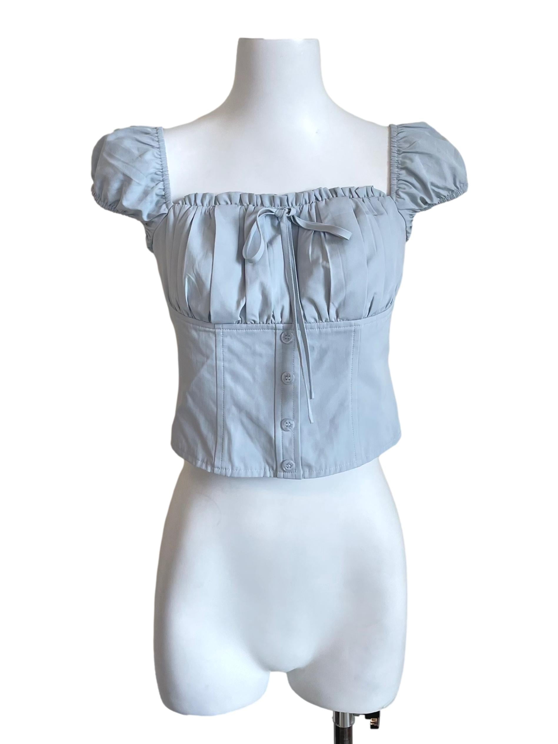 Light Stone Milkmaid Scrunch Straps Top