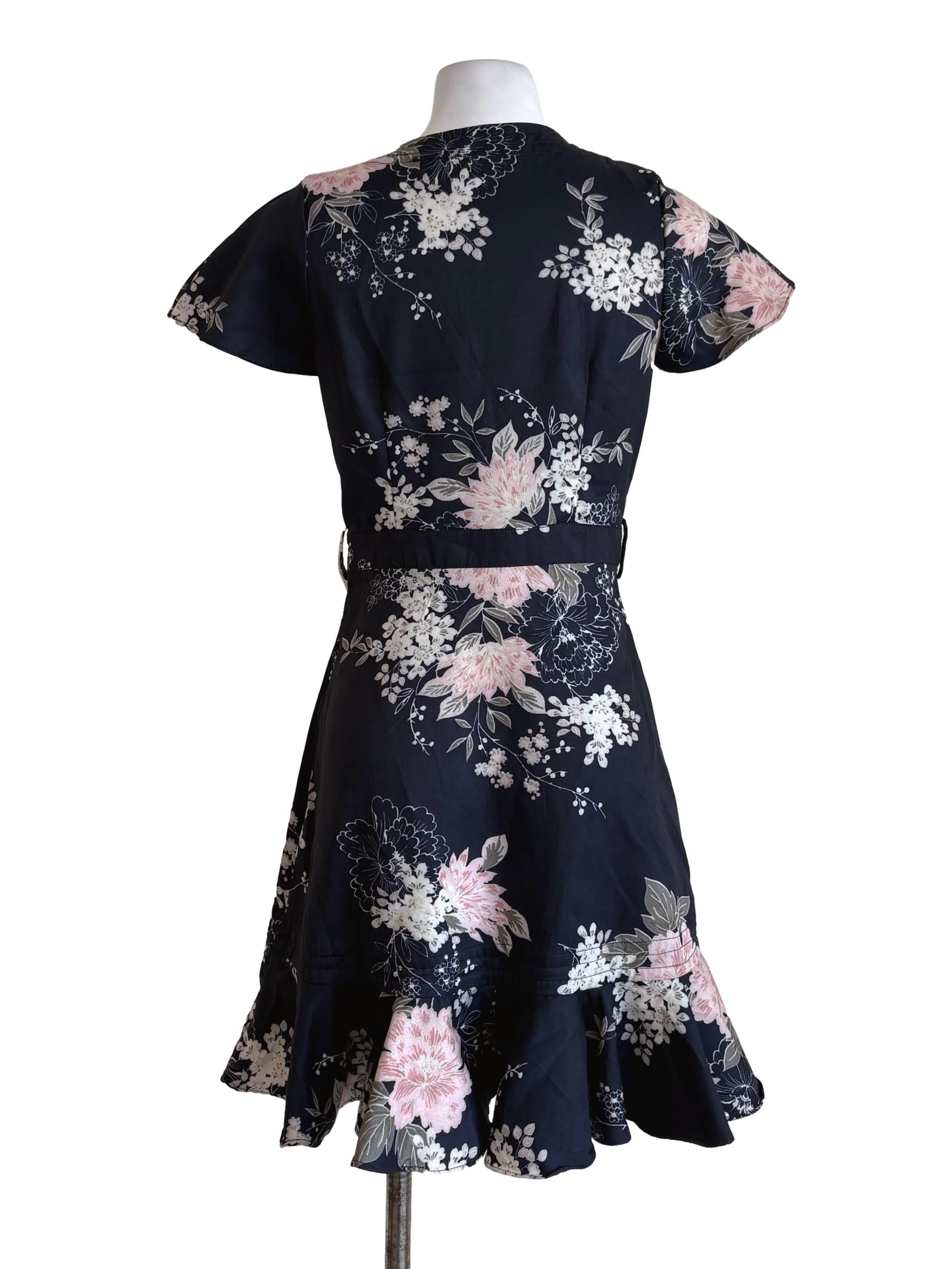 Navy Blue Floral Ruffle Sundress