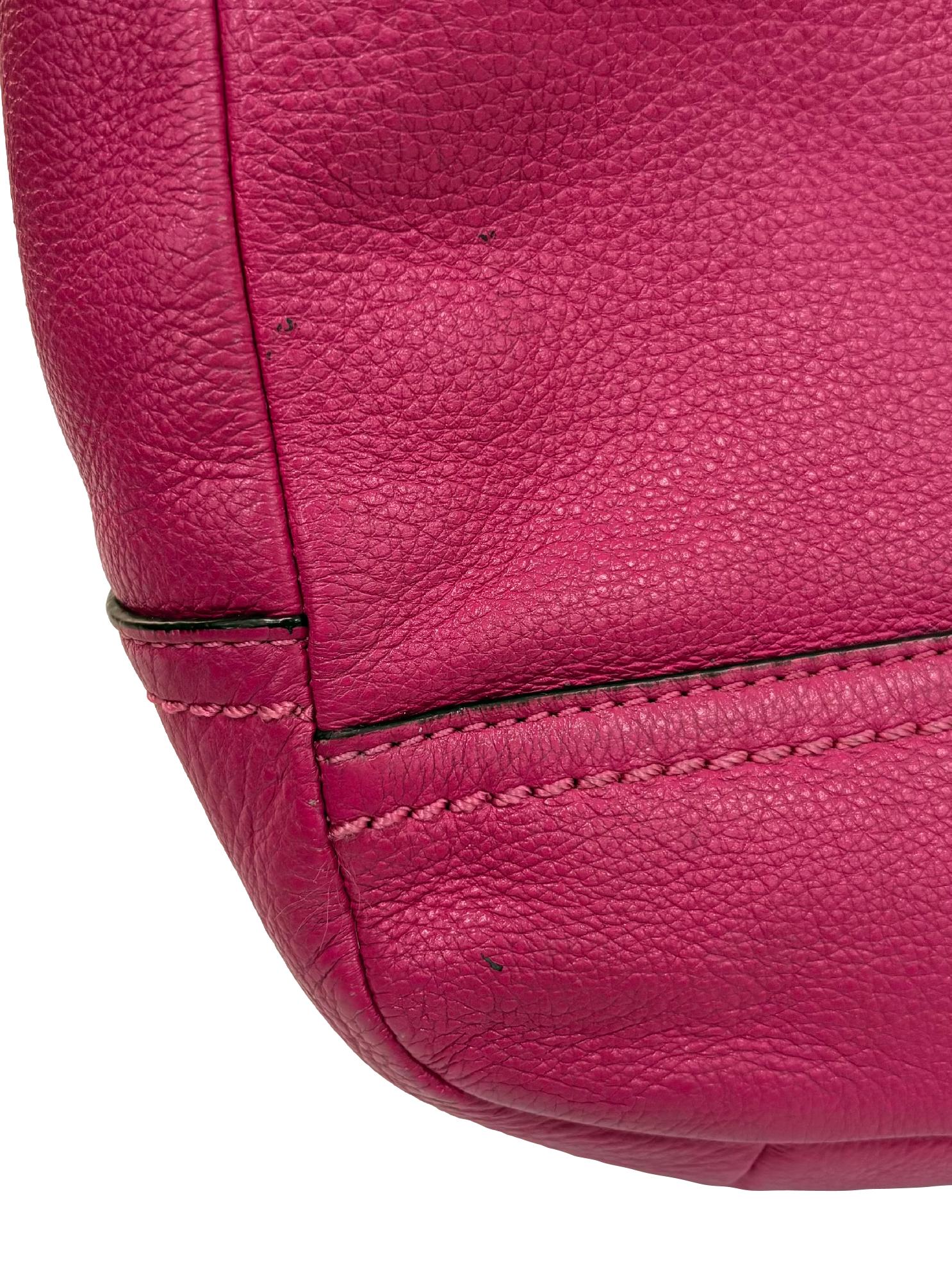 Fuchsia Pink Pebbled Leather Shoulder Bag