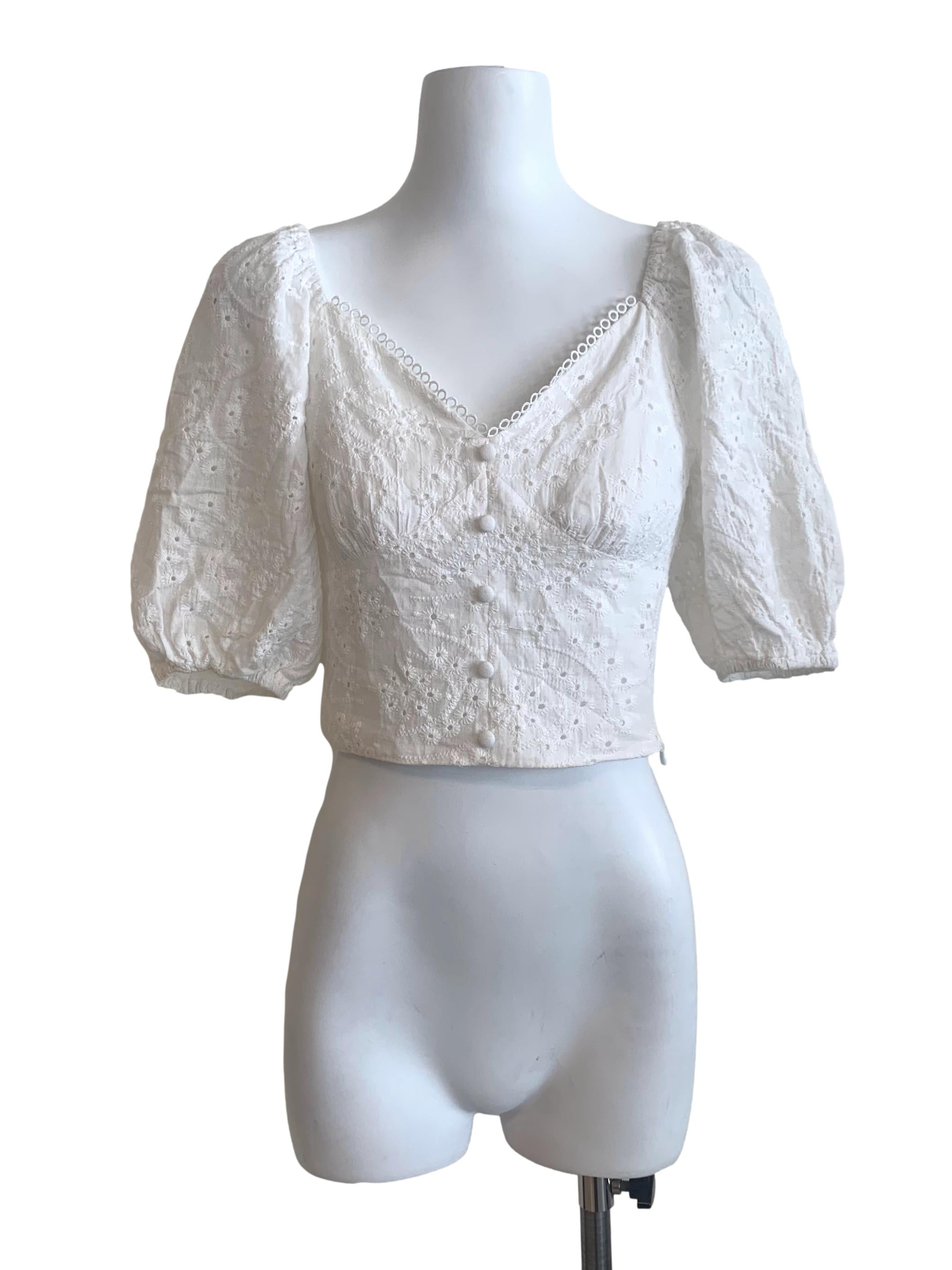 White Puff Sleeve Top TWL