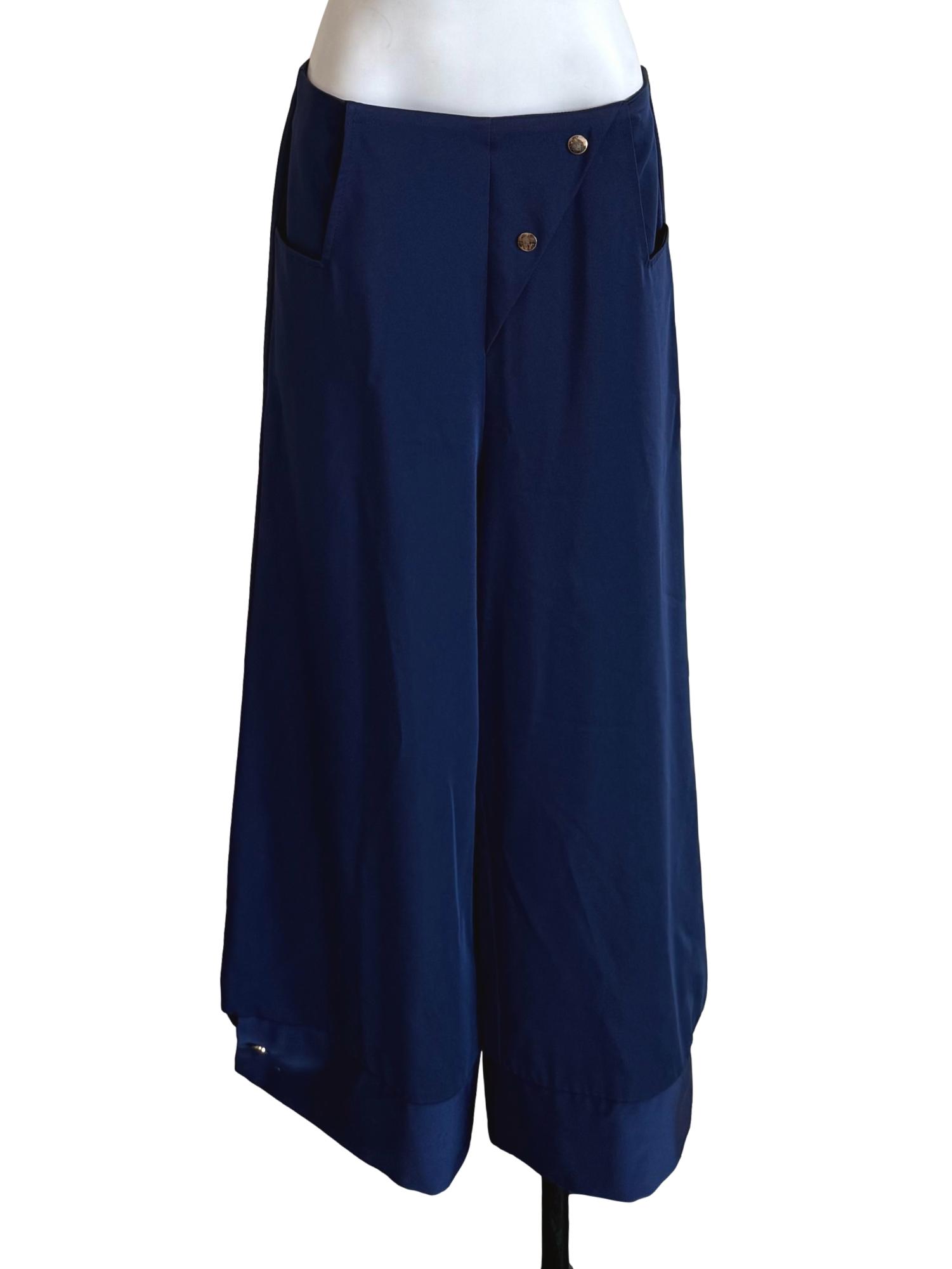 Admiral Button Detail Wide Leg Pants