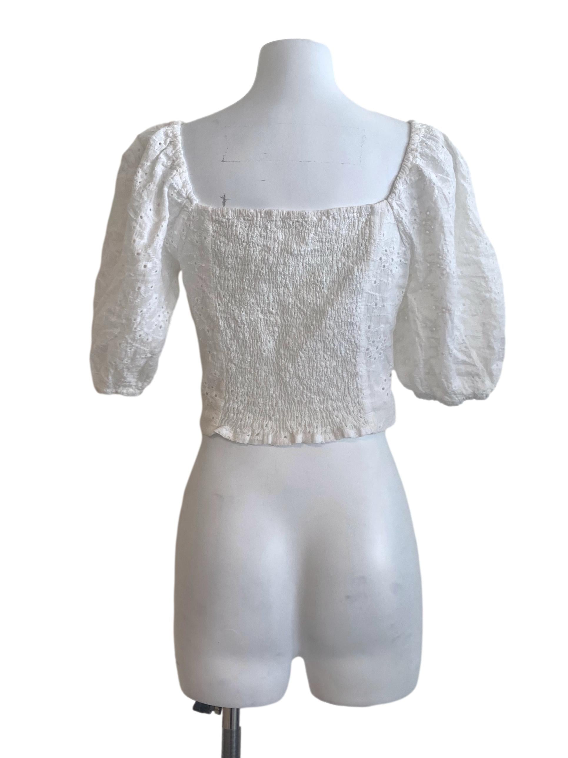 White Puff Sleeve Top TWL