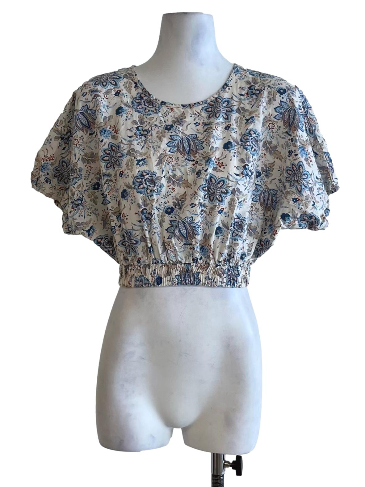 Cream White Floral Blouse