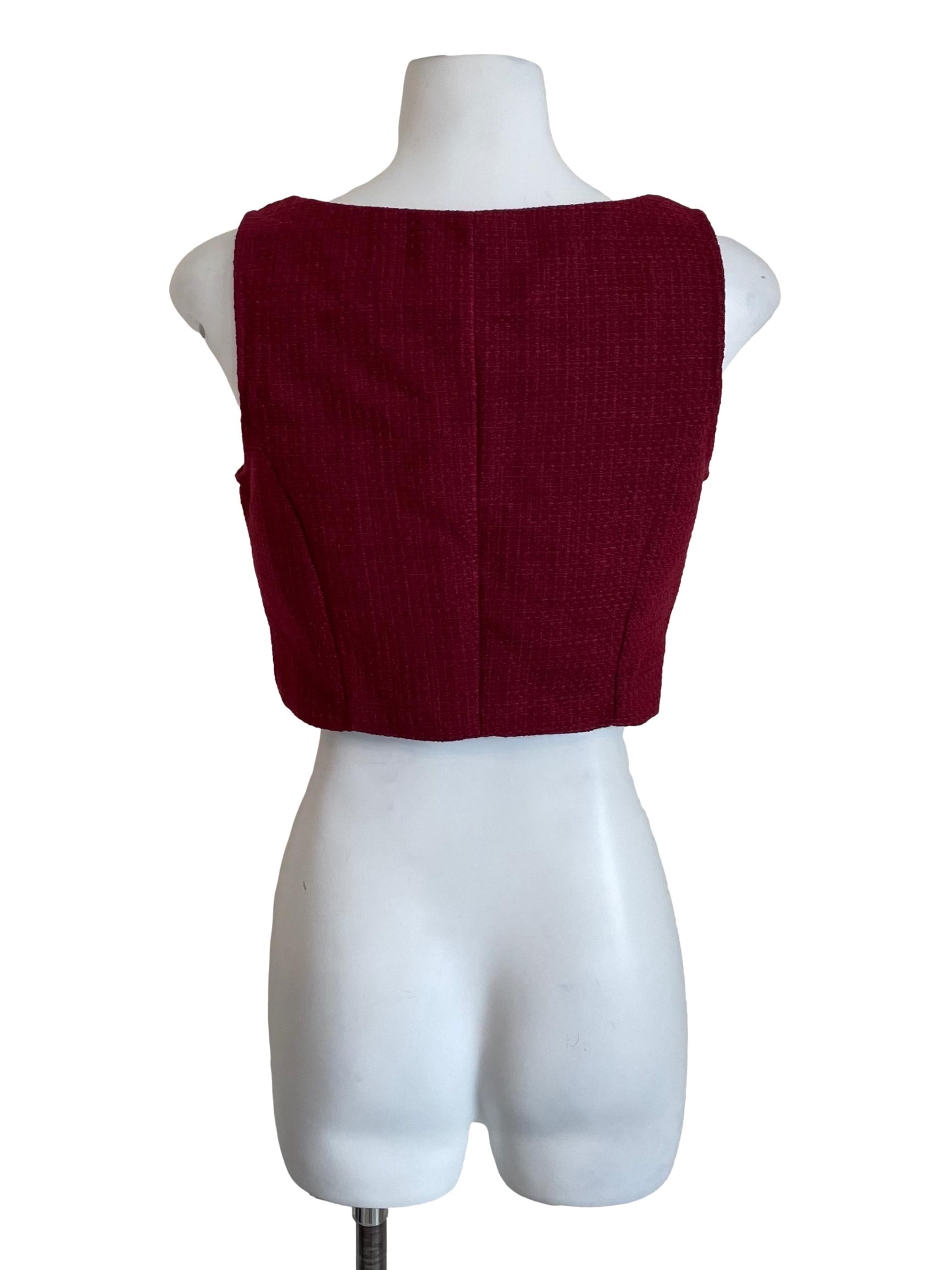 Ruby Square Neck Tweed Crop Top