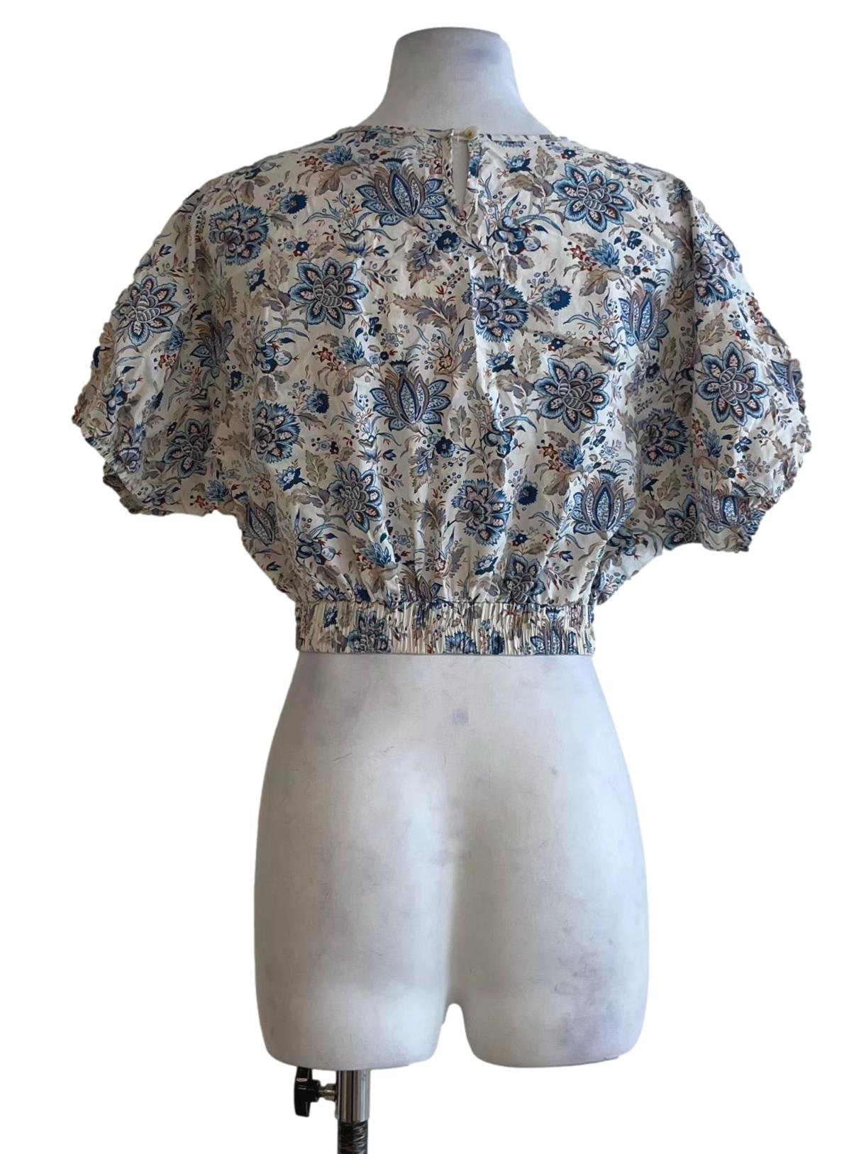 Cream White Floral Blouse
