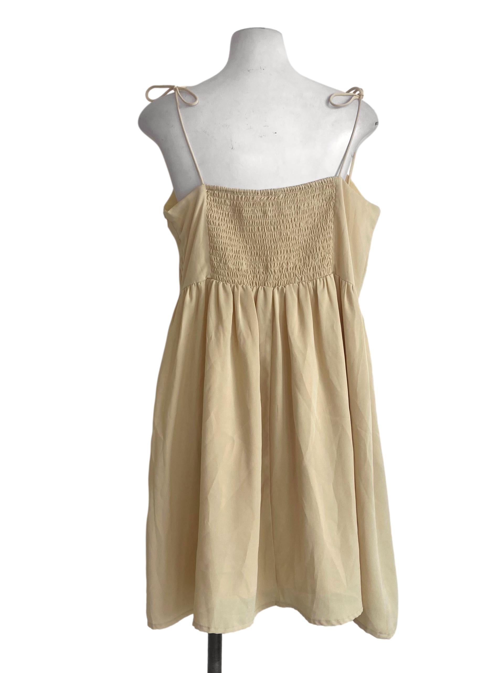 Banana Yellow Spaghetti Straps A-Line Dress TWL
