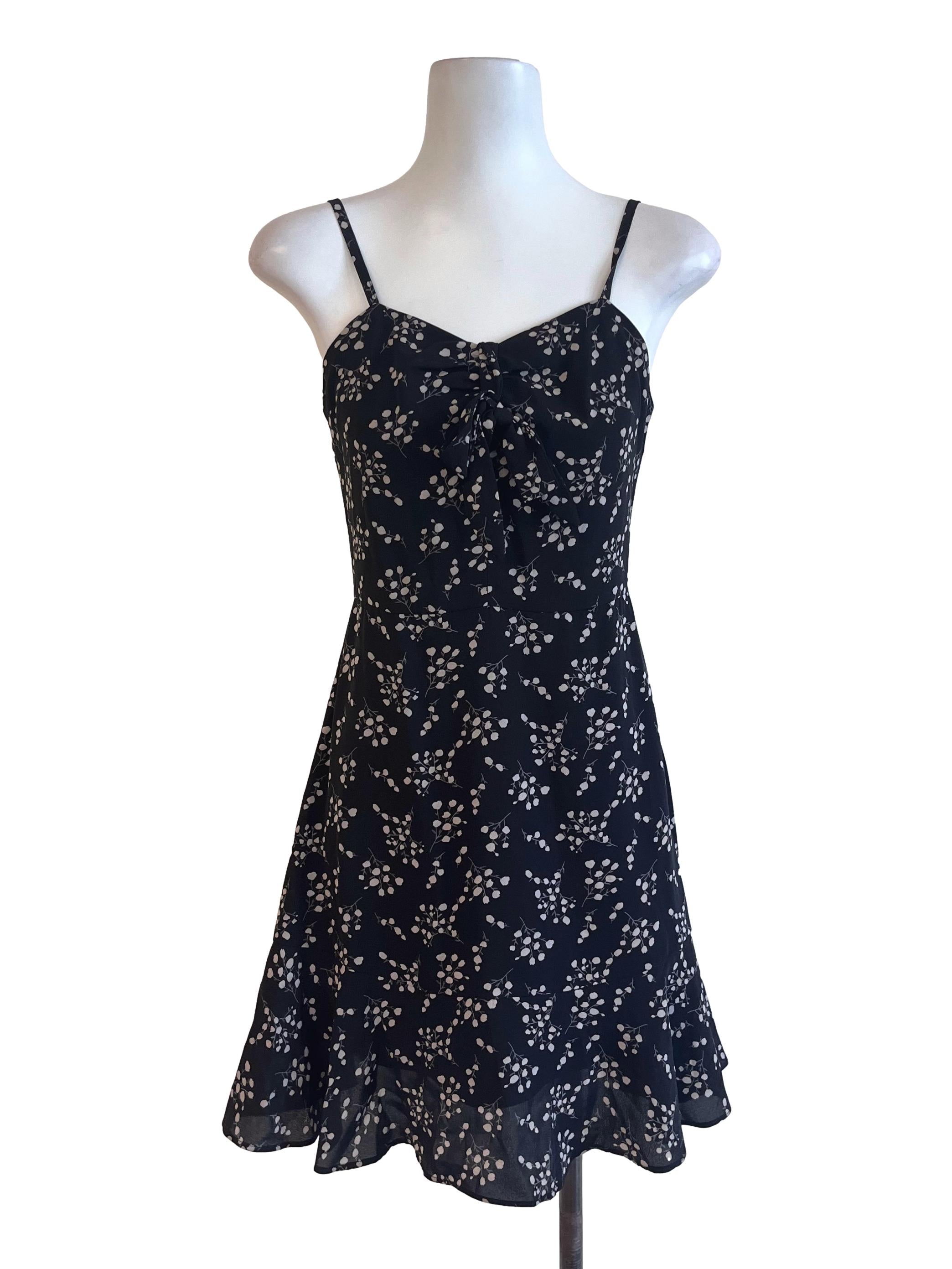 Black And White Floral Pattern Sleeveless Sundress