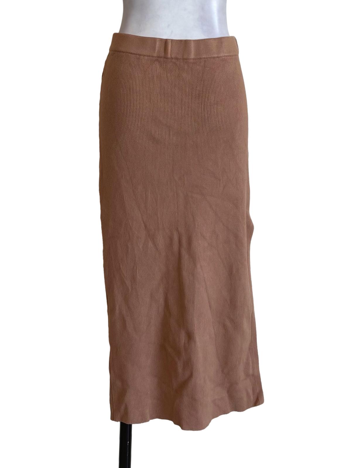 Sepia Knitted Slit Maxi Skirt