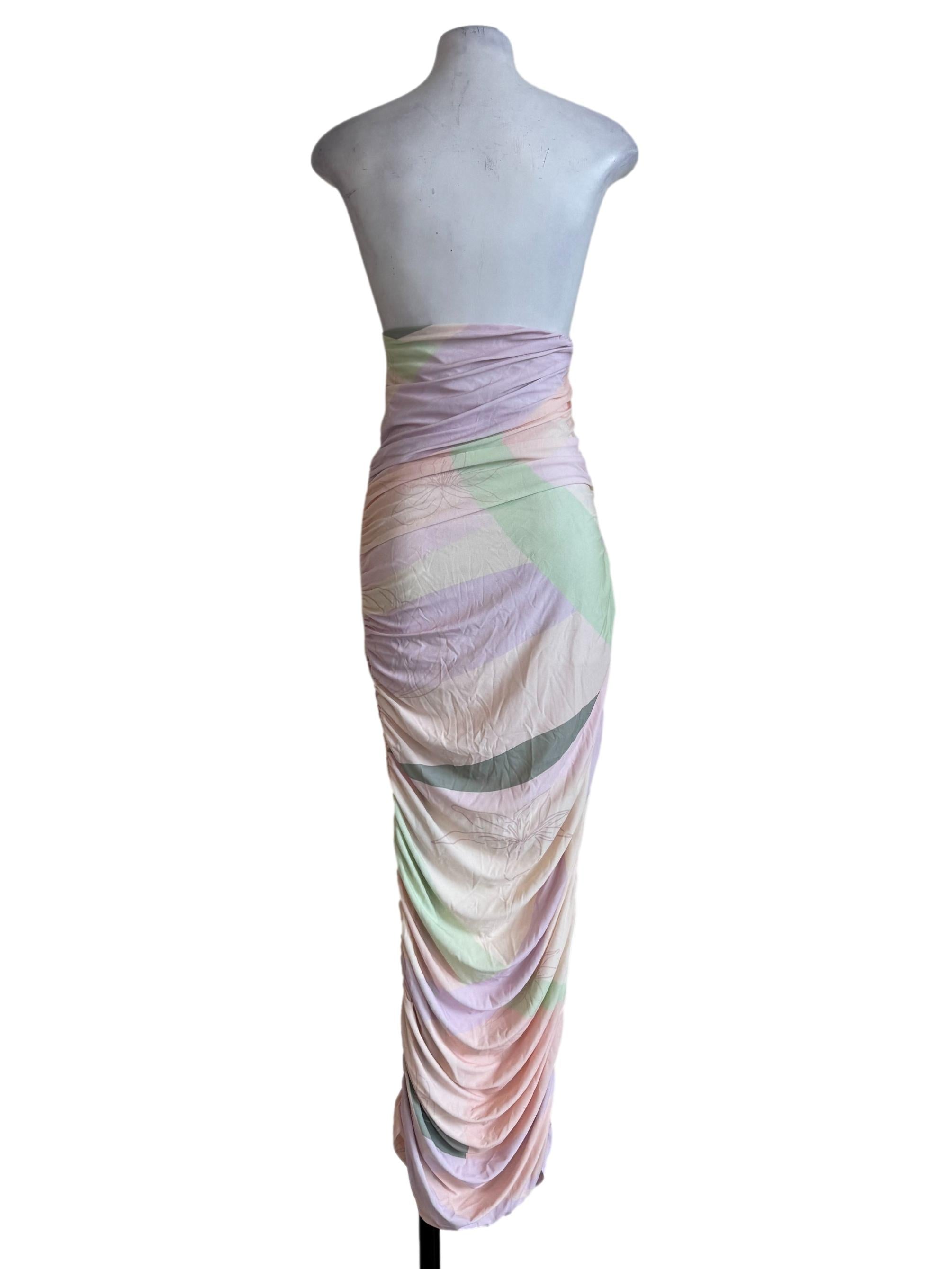 Multi Color Pastel Strapless Bodycon Dress