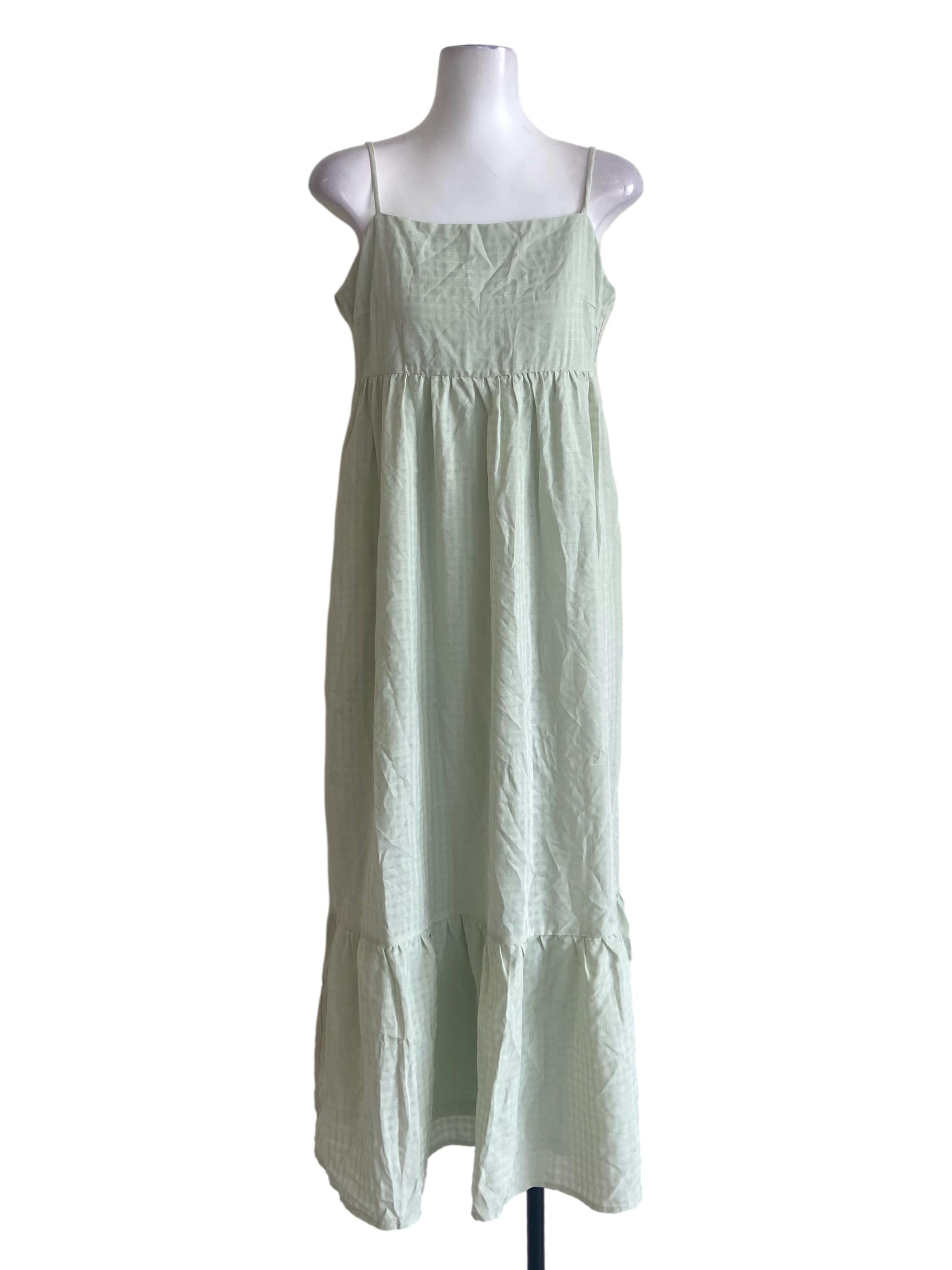 Mint Green Sleeveless Tartan Empire Dress