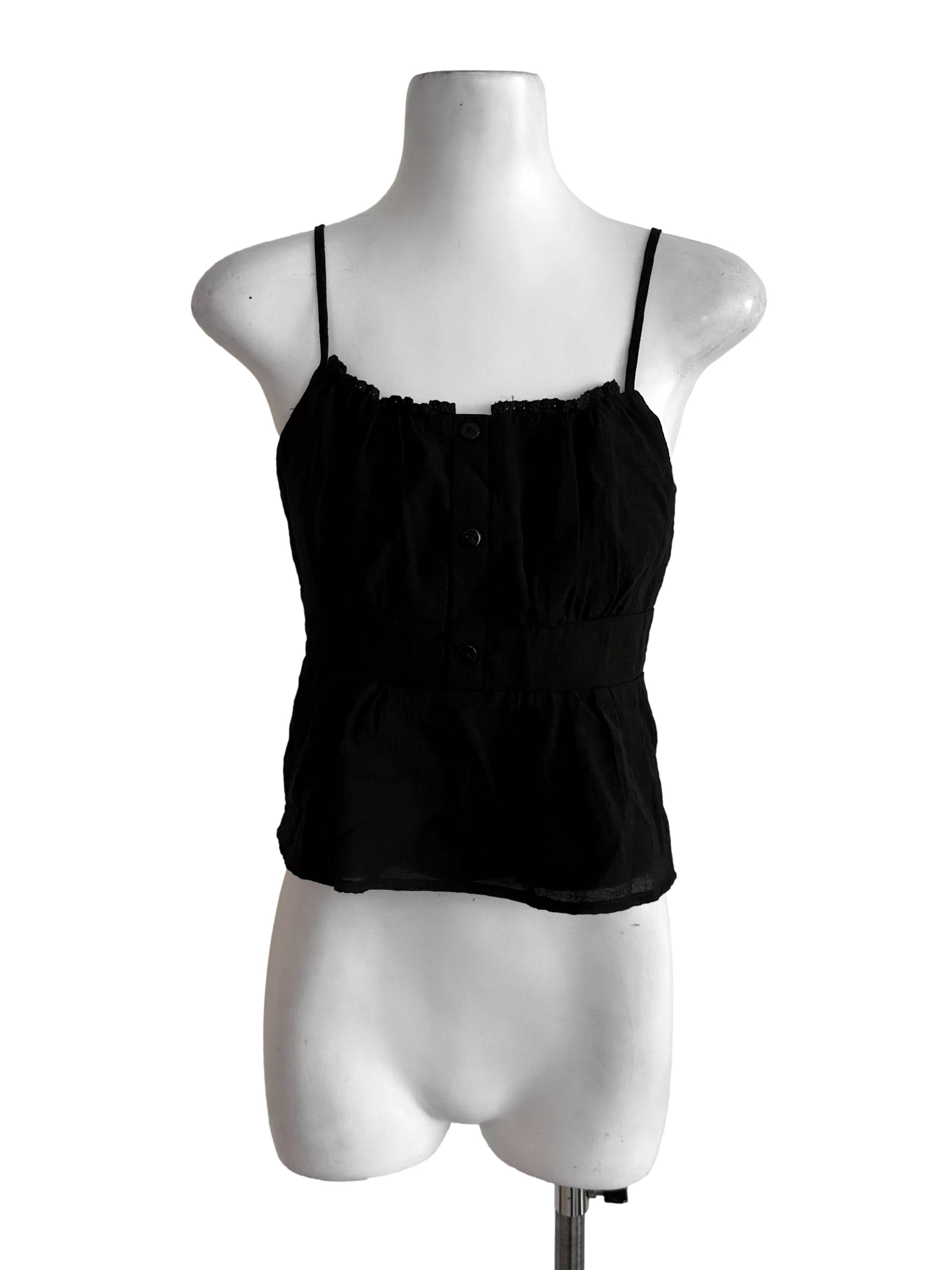 Charcoal Black Textured Button Top TTR