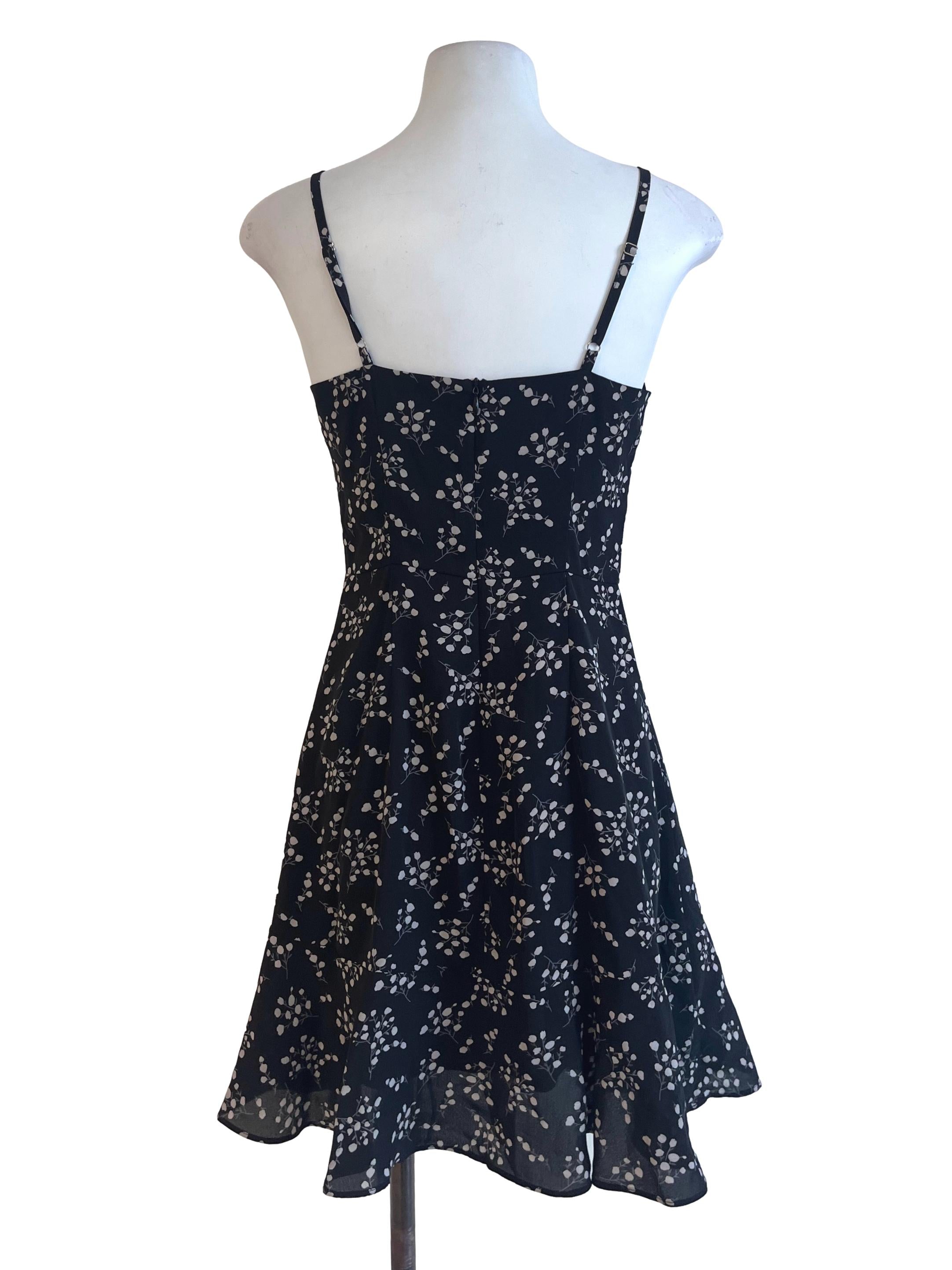 Black And White Floral Pattern Sleeveless Sundress