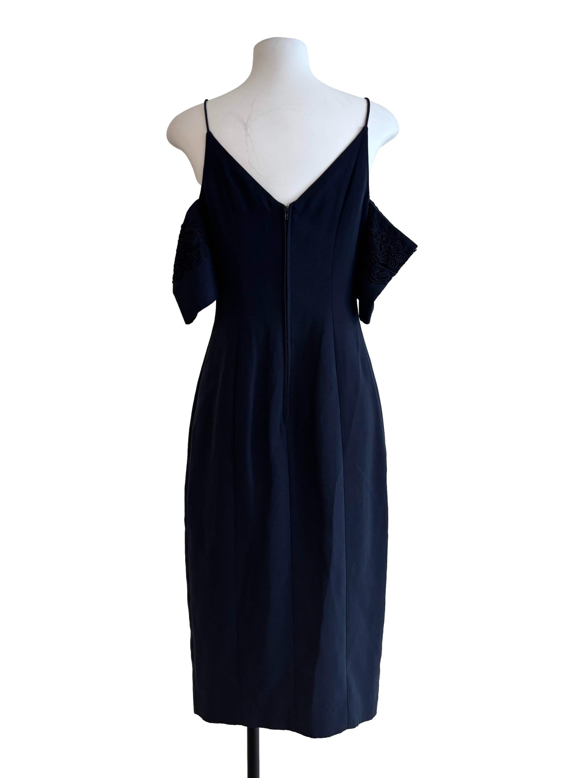 Navy Blue Off Shoulder Pencil Dress