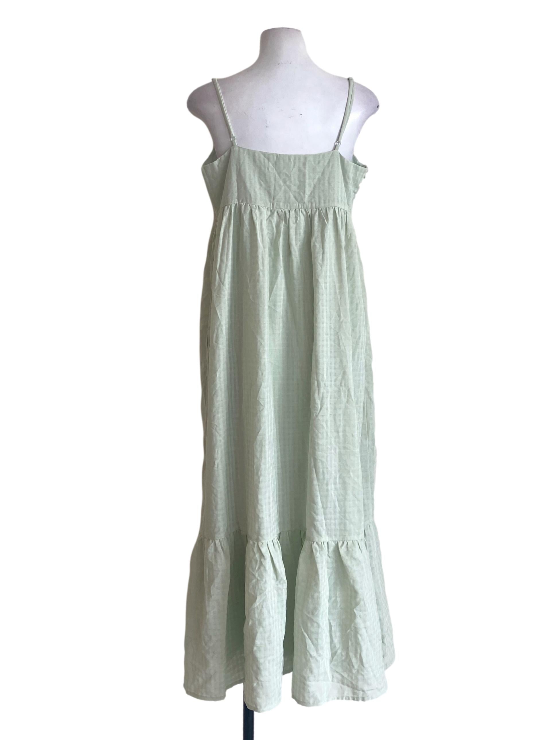 Mint Green Sleeveless Tartan Empire Dress
