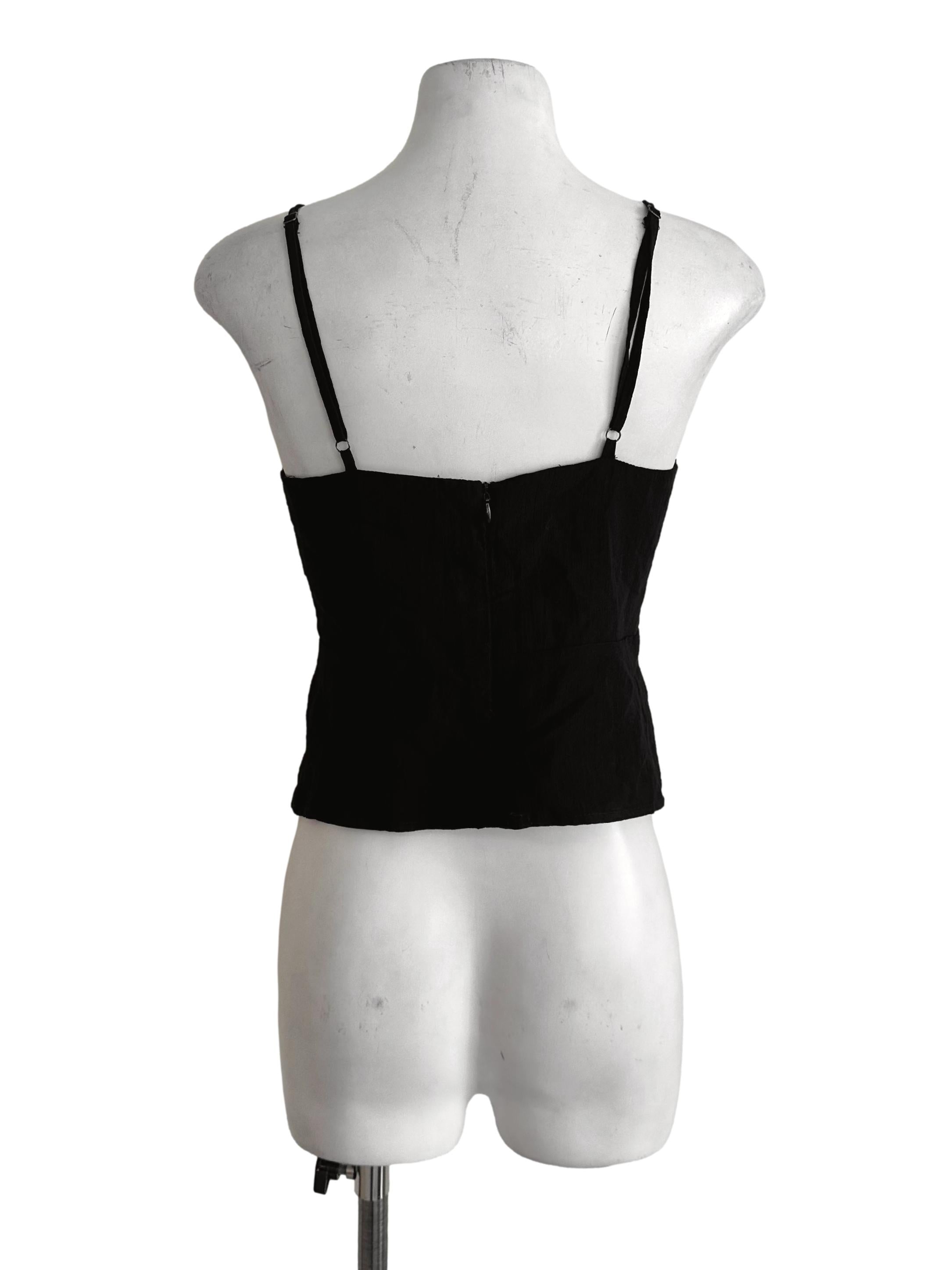 Charcoal Black Textured Button Top TTR