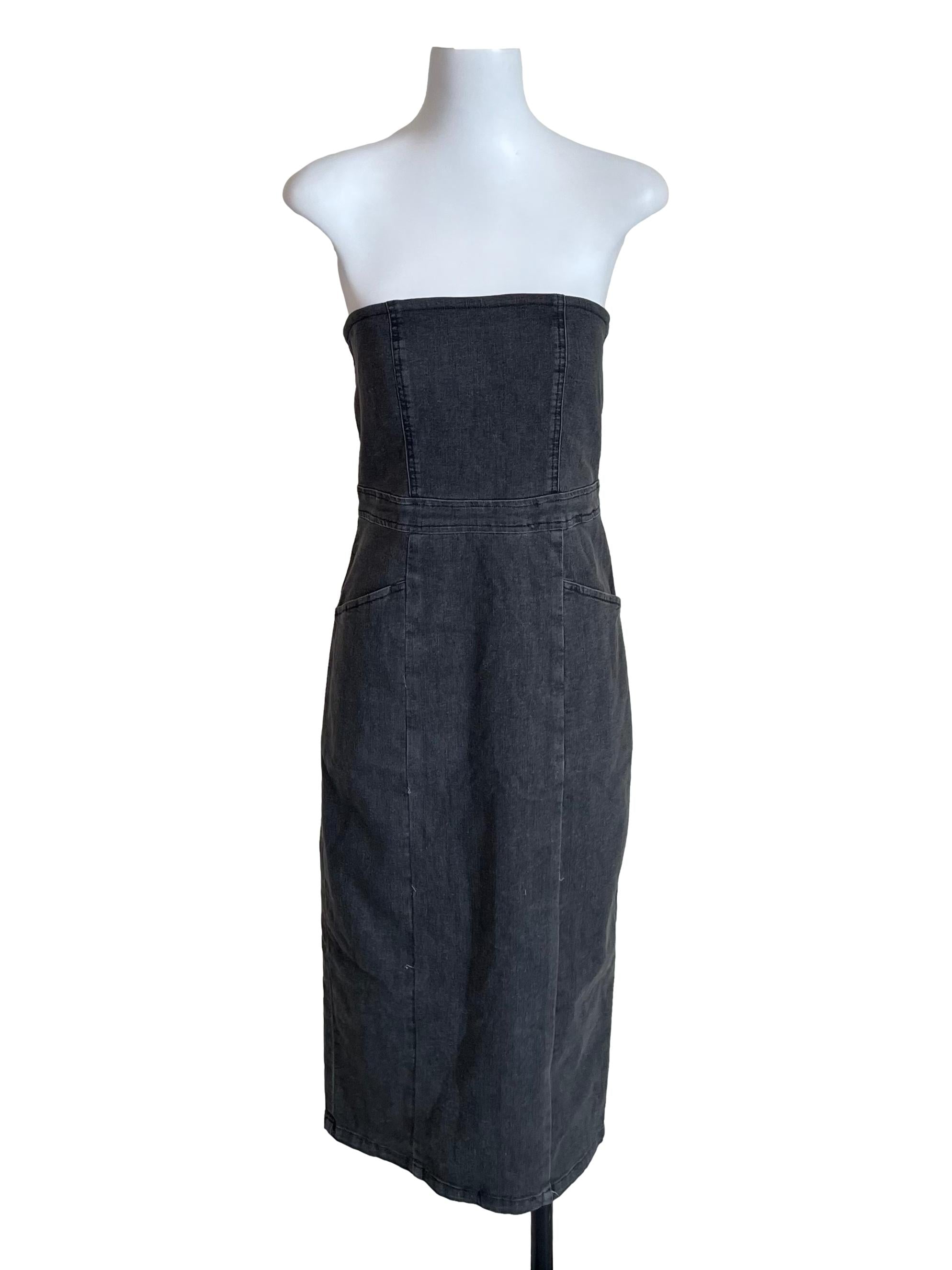 Ash Strapless Denim Slip Dress
