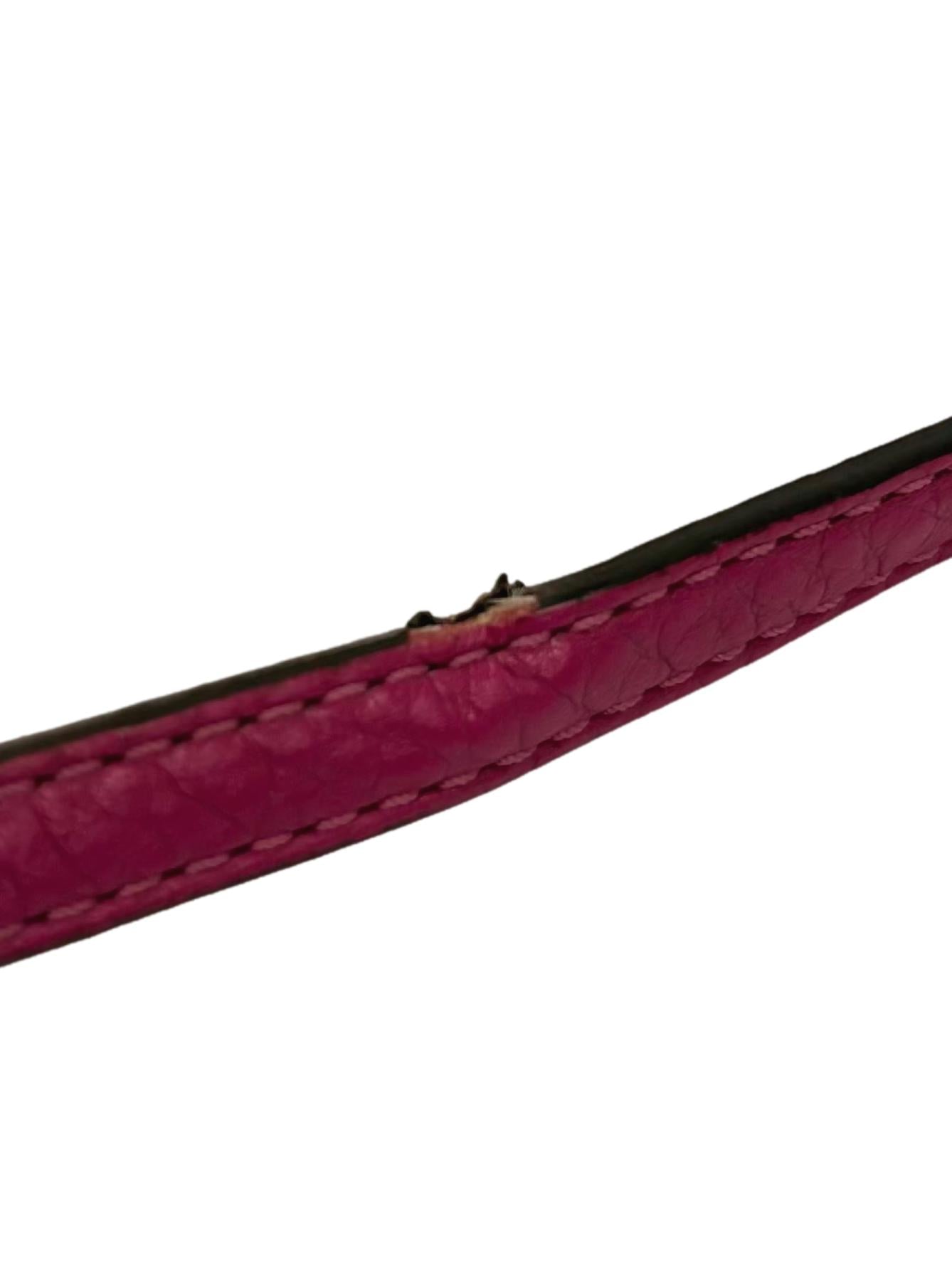 Fuchsia Pink Pebbled Leather Shoulder Bag