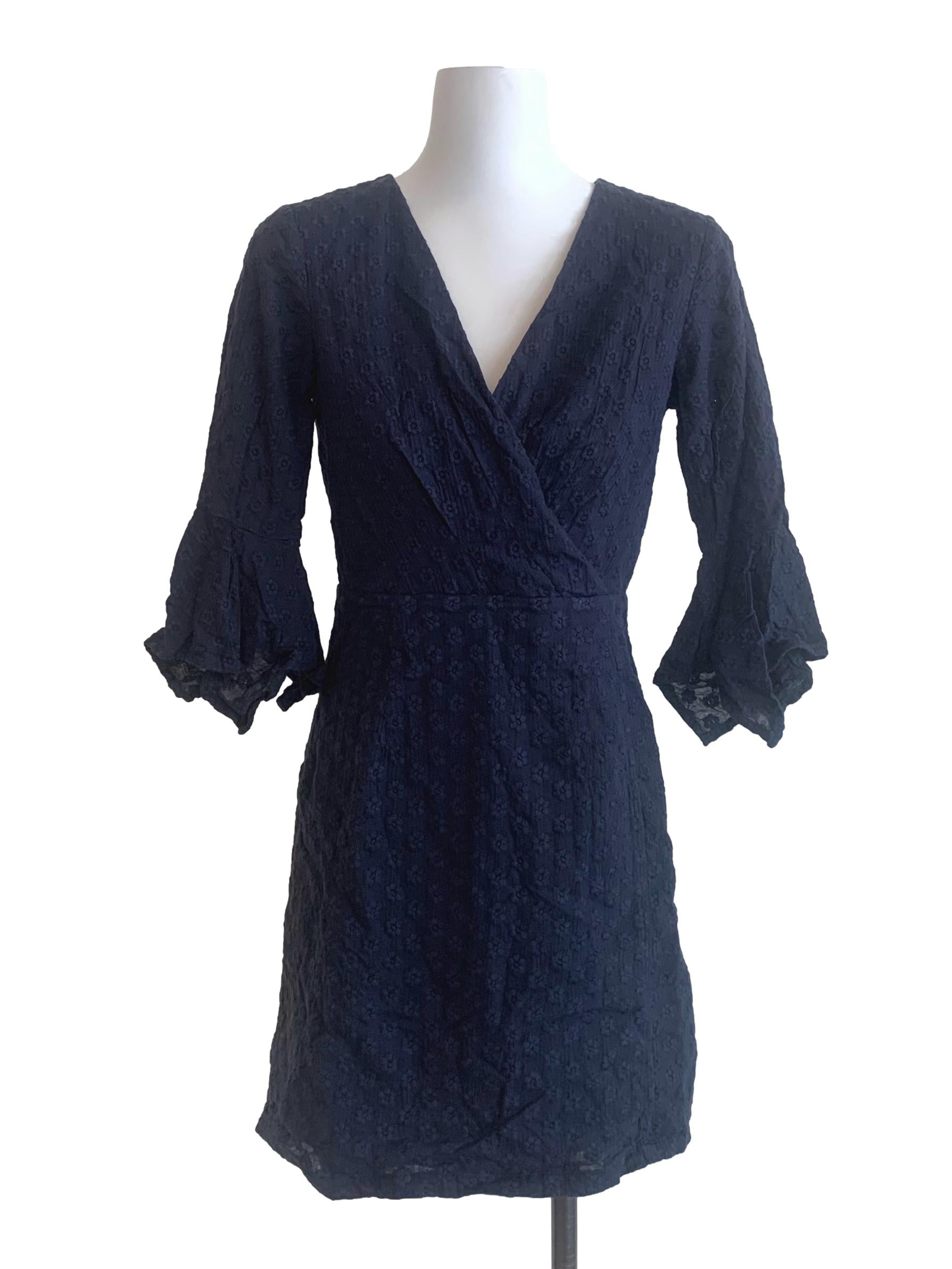 Navy Blue Floral Pattern Dress LB
