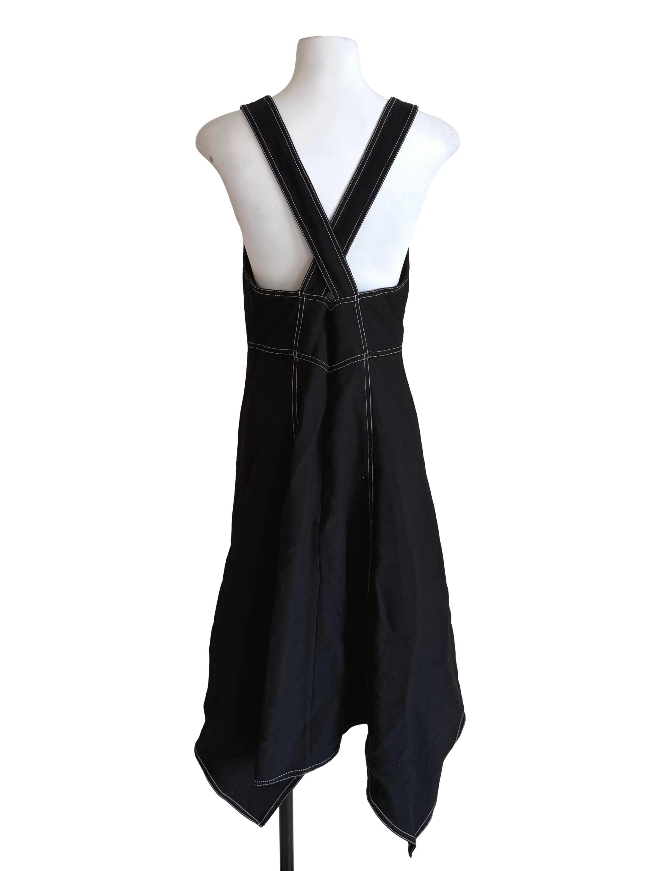 Black Contrast Stitch Military Dress