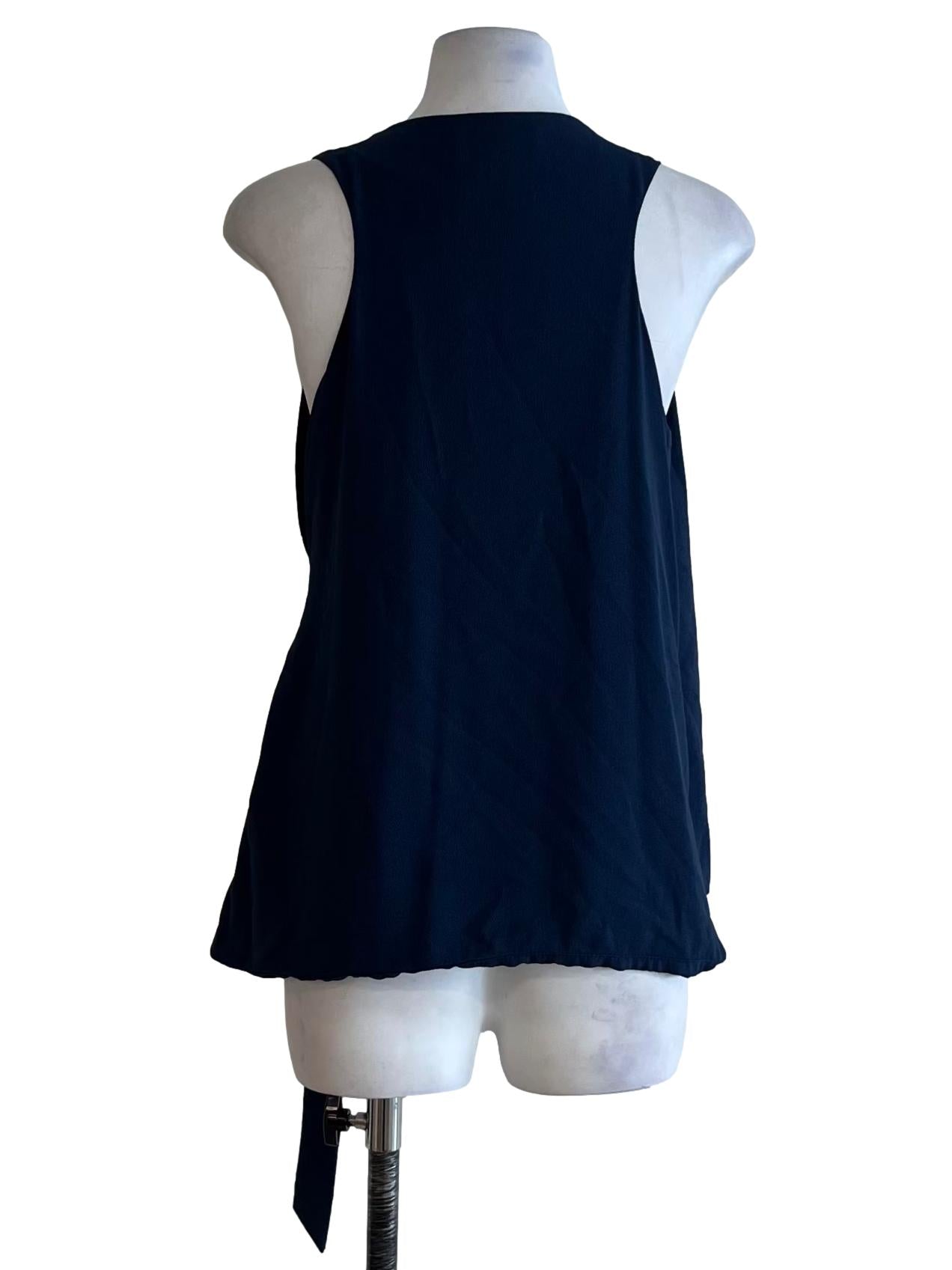 Navy Blue V-Neckline Sleeveless Top