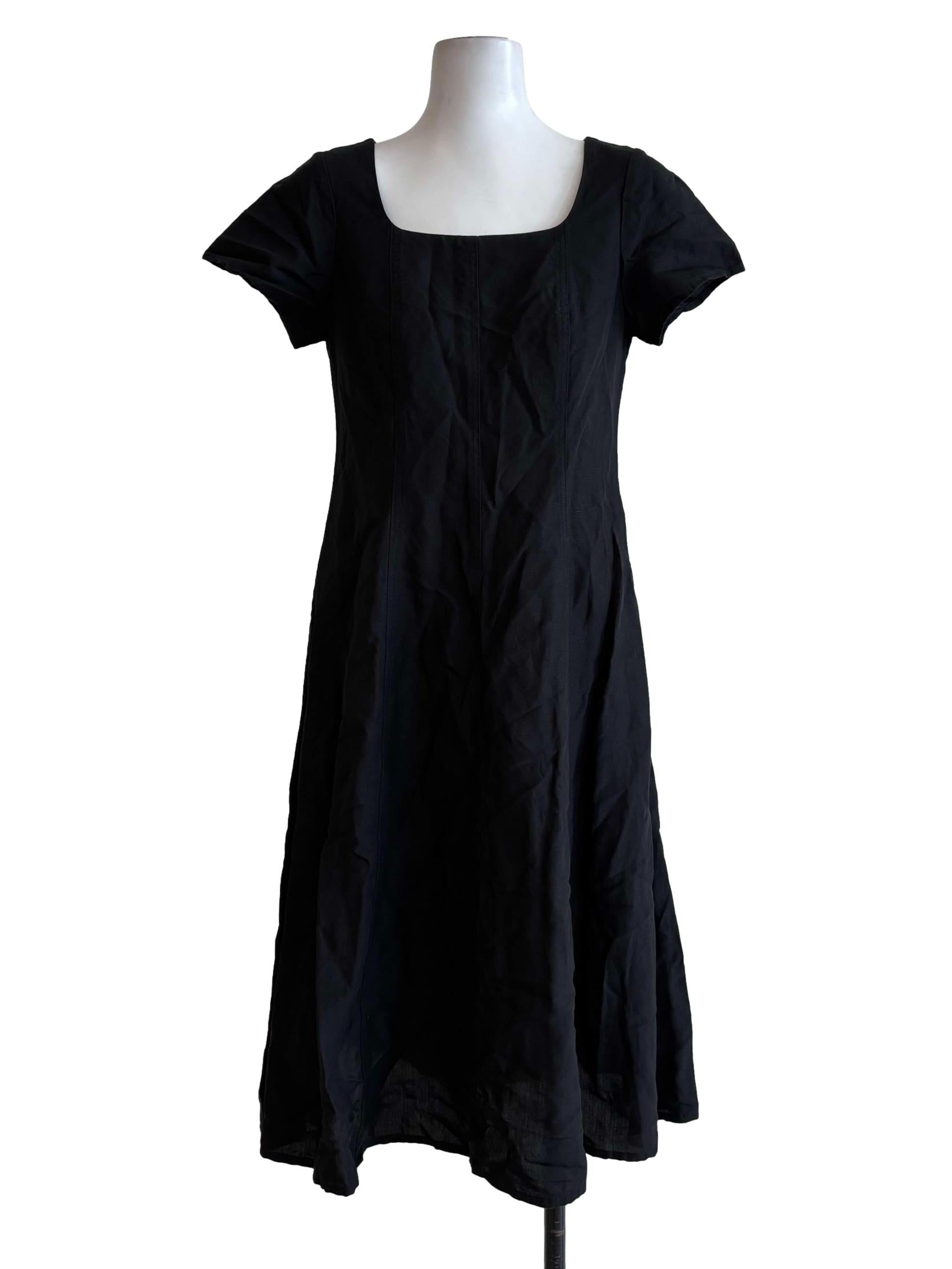 Soft Black Shortsleeve Linen Dress