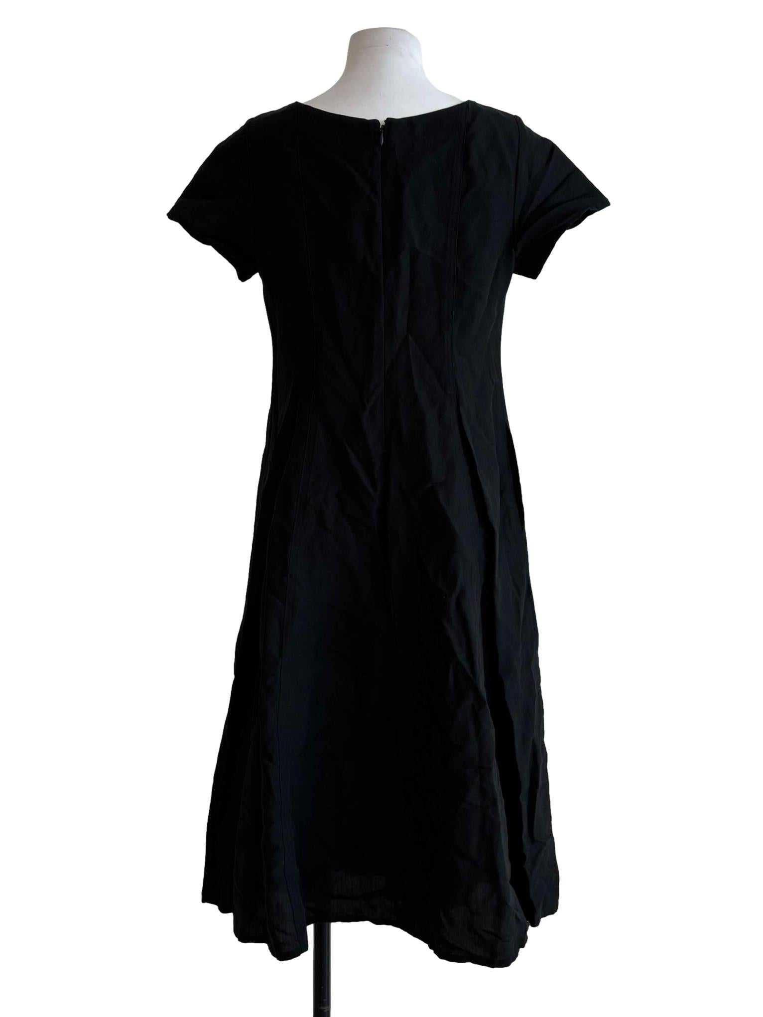 Soft Black Shortsleeve Linen Dress