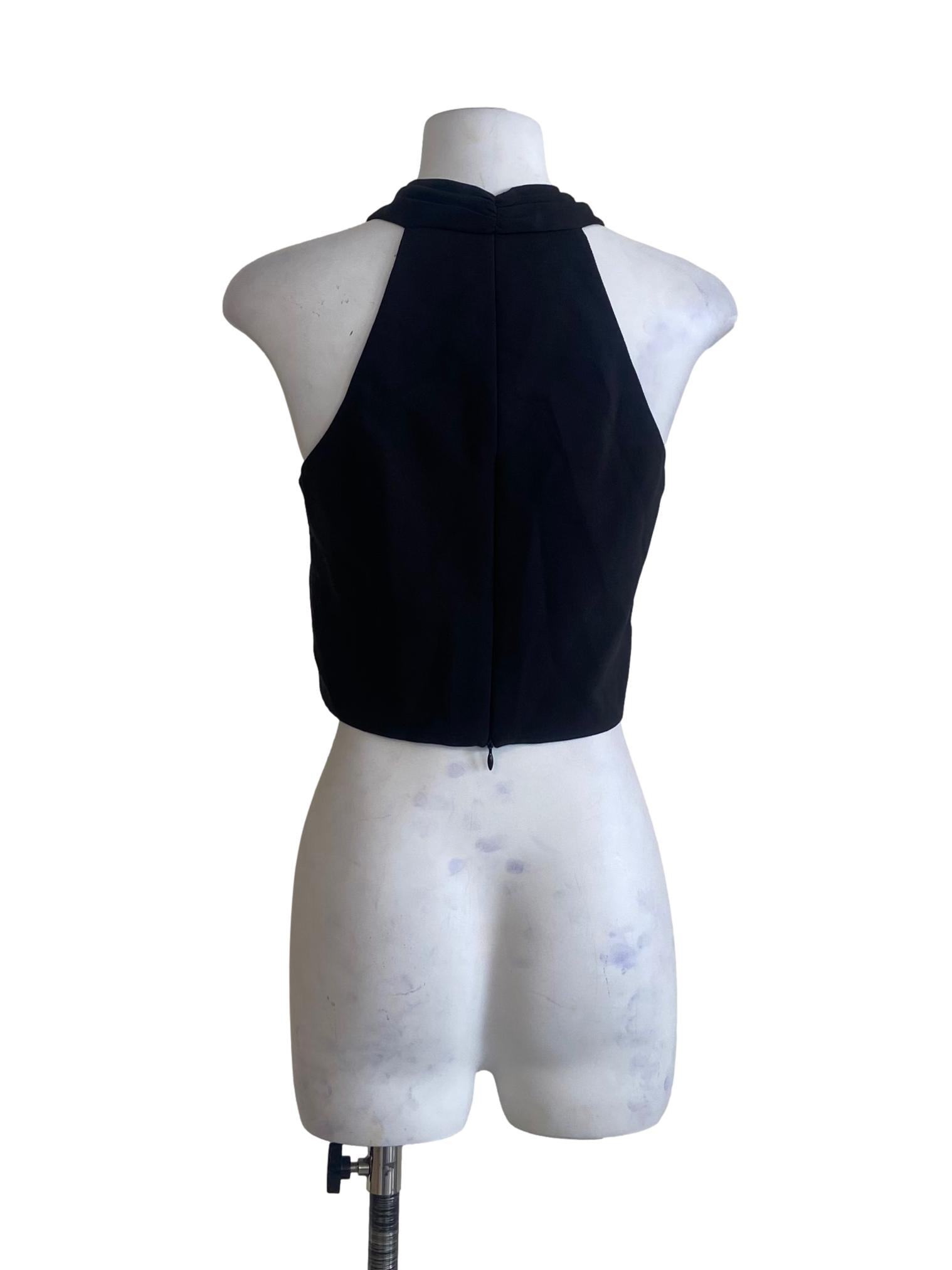 Black Halter Neck Sleeveless Crop Top