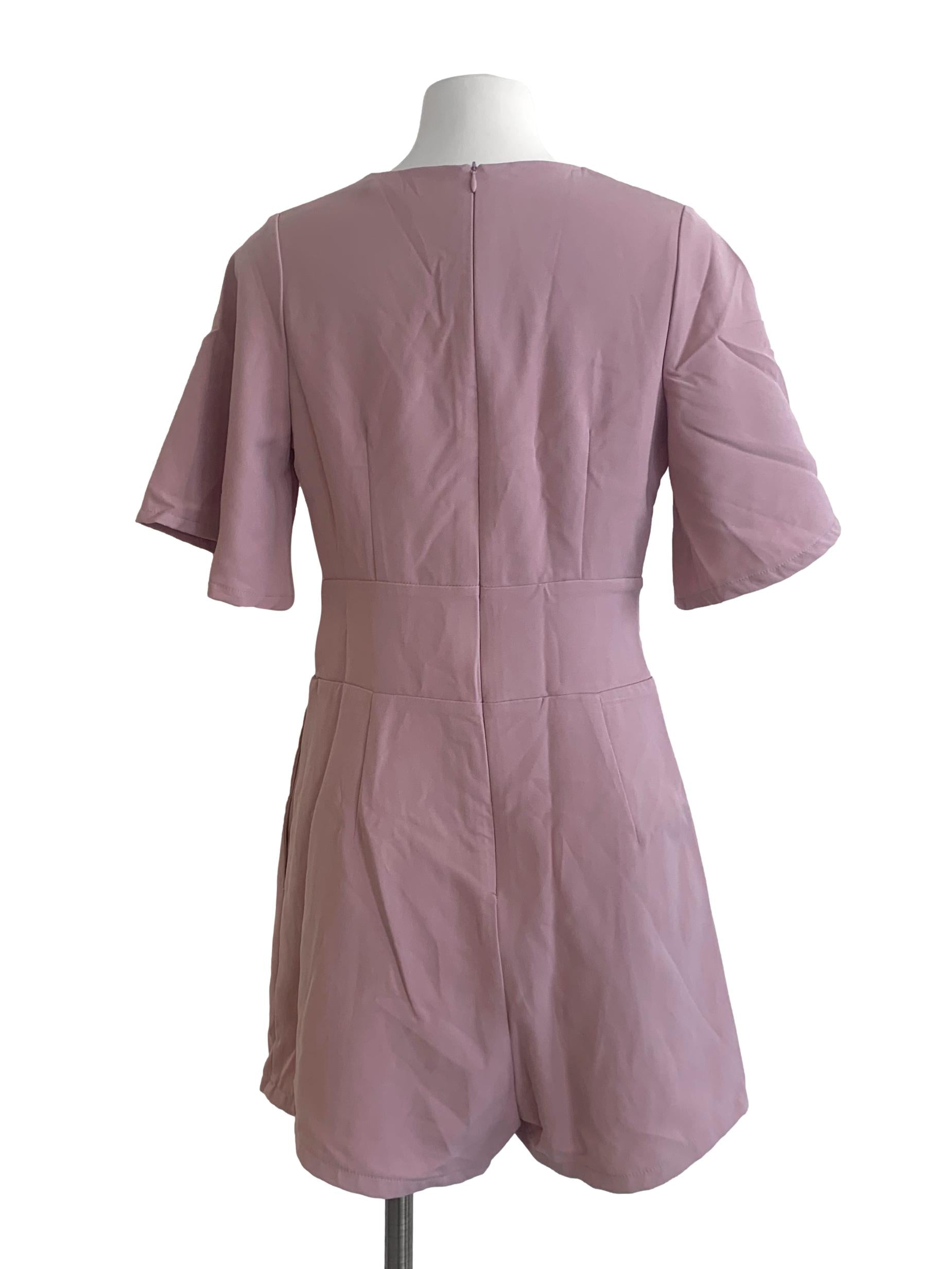 Lilac Purple V Neck Romper