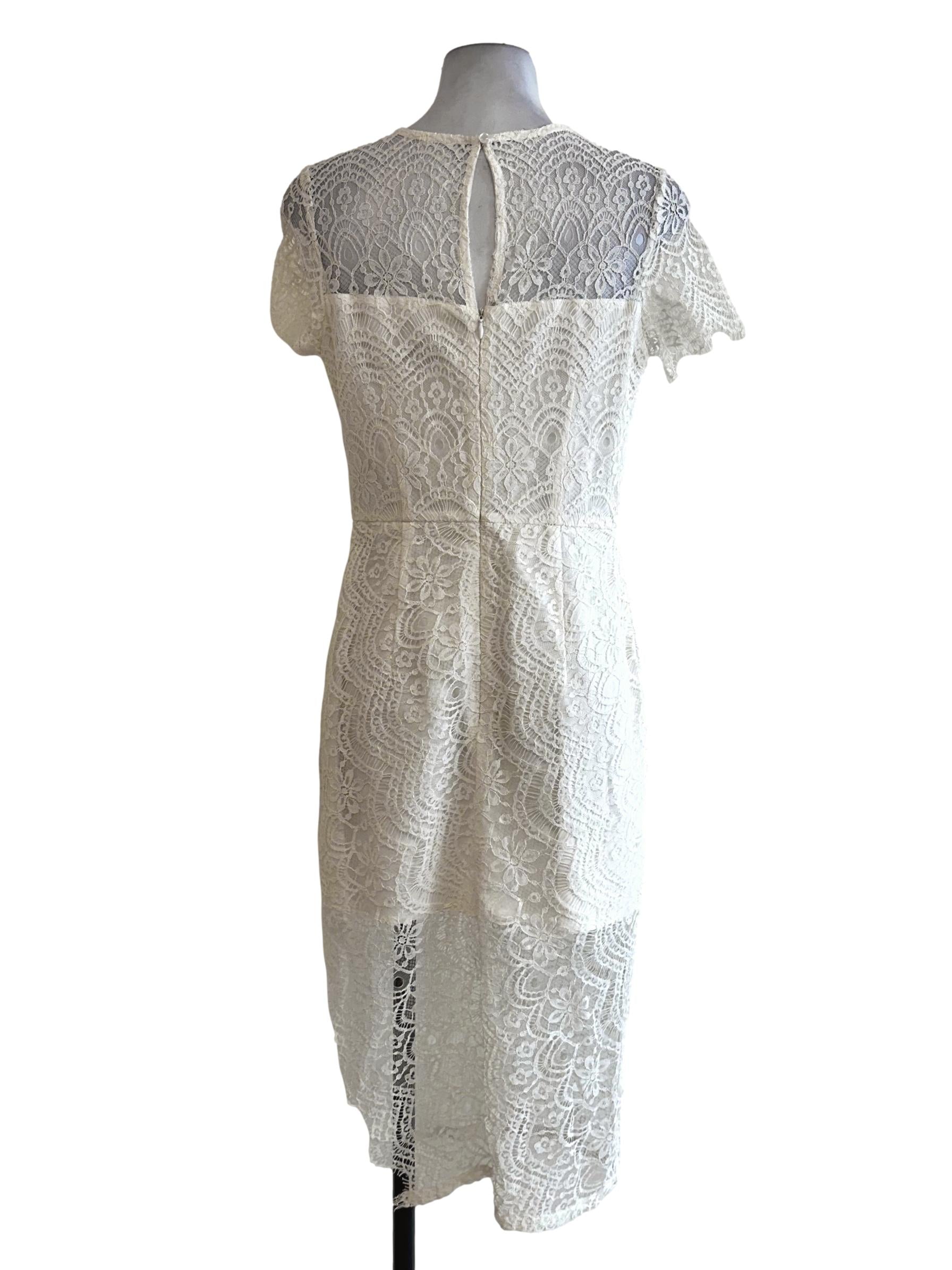 Off White Lace Pattern Dress