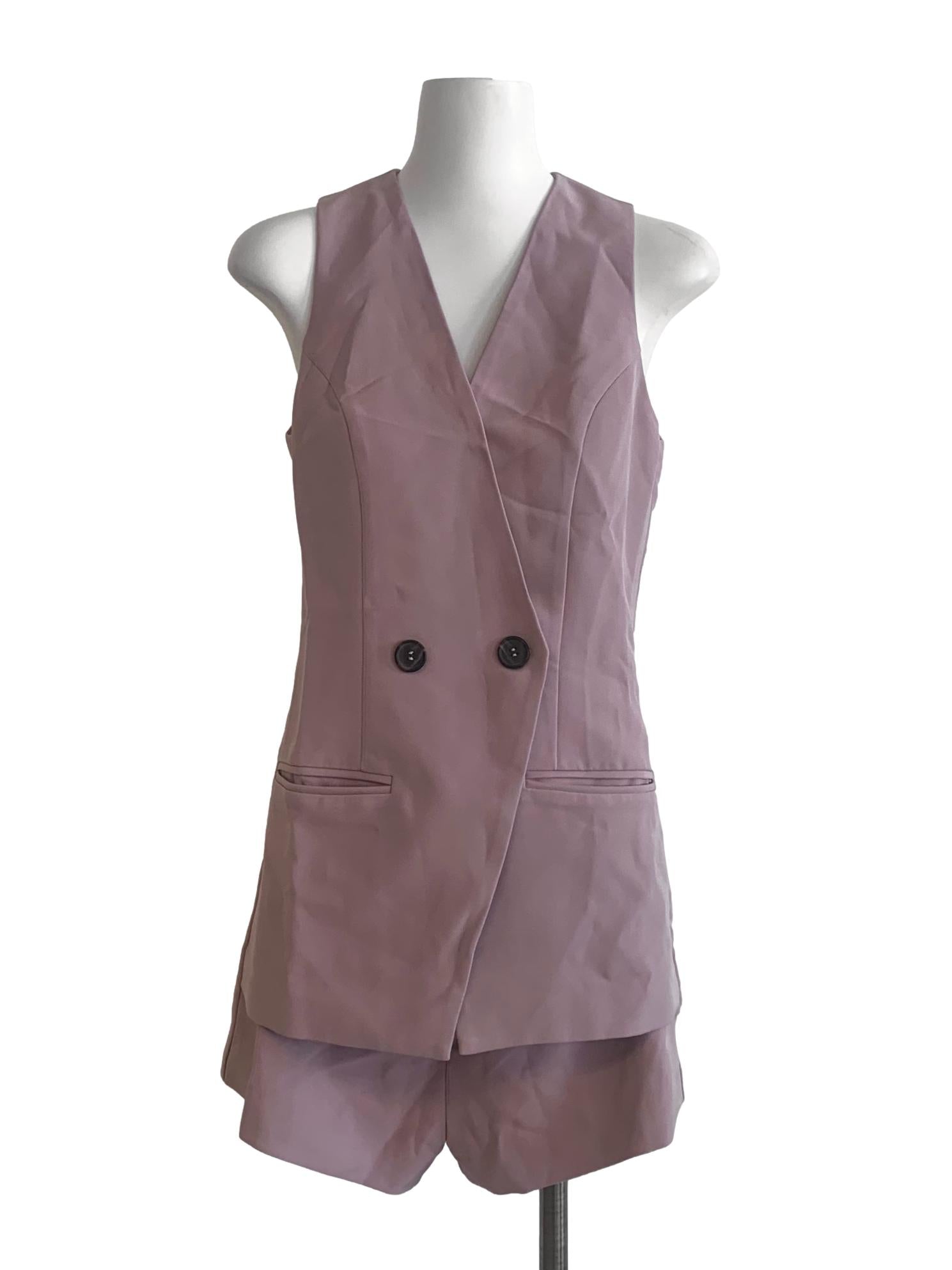 Lilac Purple Single Breasted Romper LB