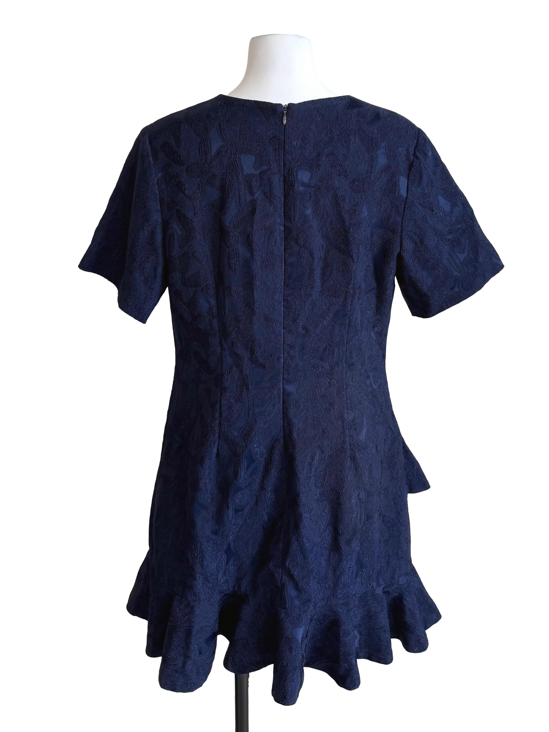 Navy Flounced Layer Dress