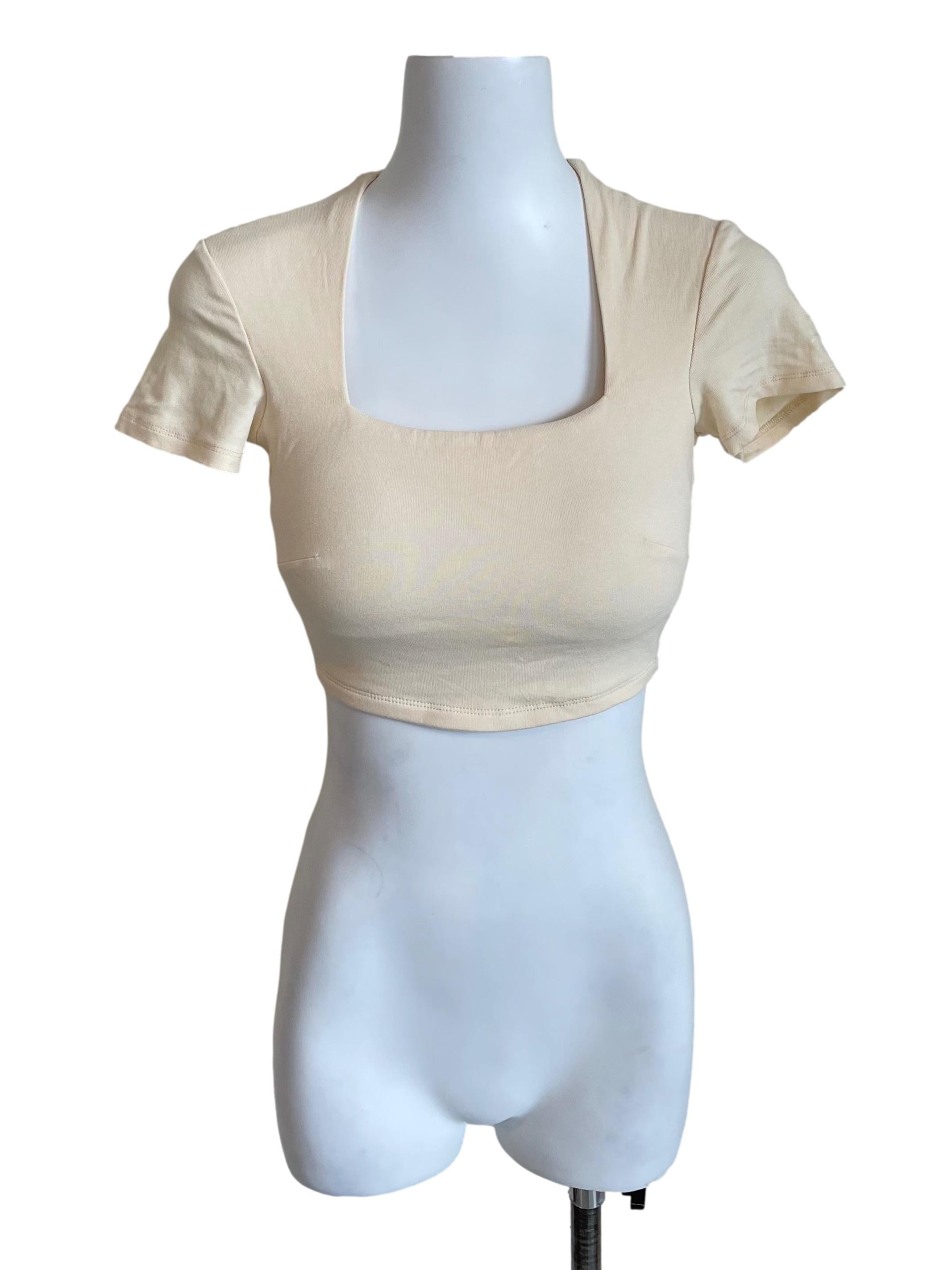 Cream Queen Anne Crop Tee