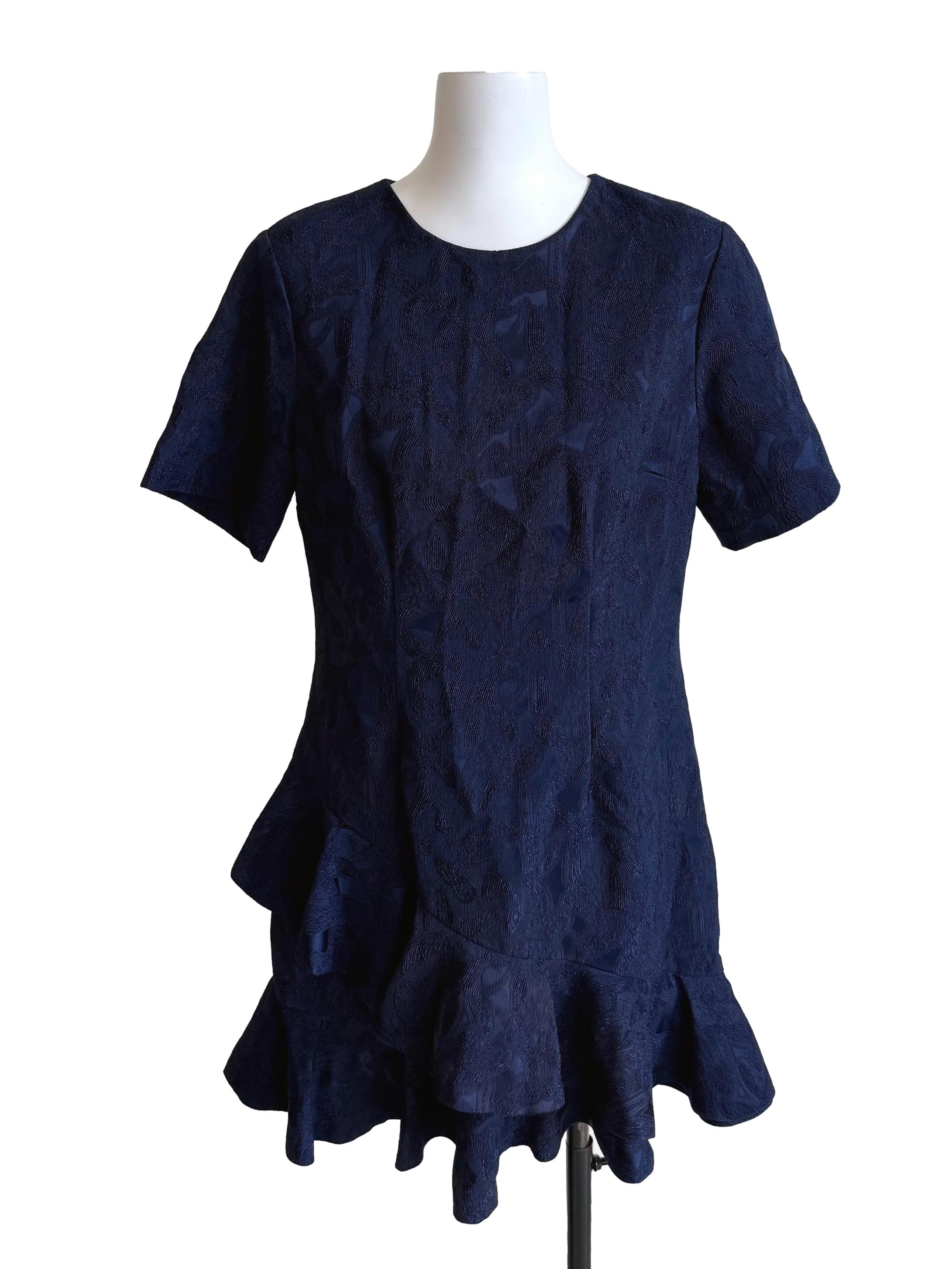 Navy Flounced Layer Dress