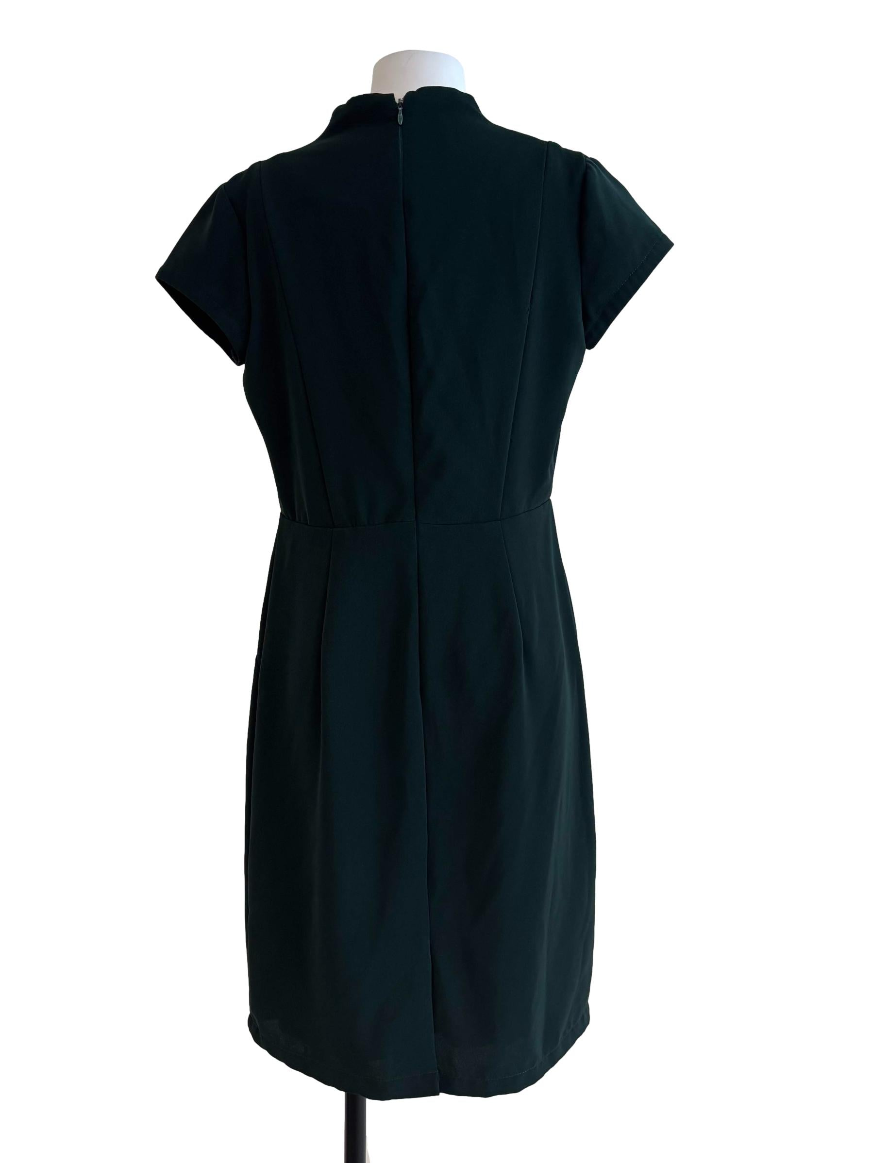 Pine Green Short Sleeve A-Line Dress