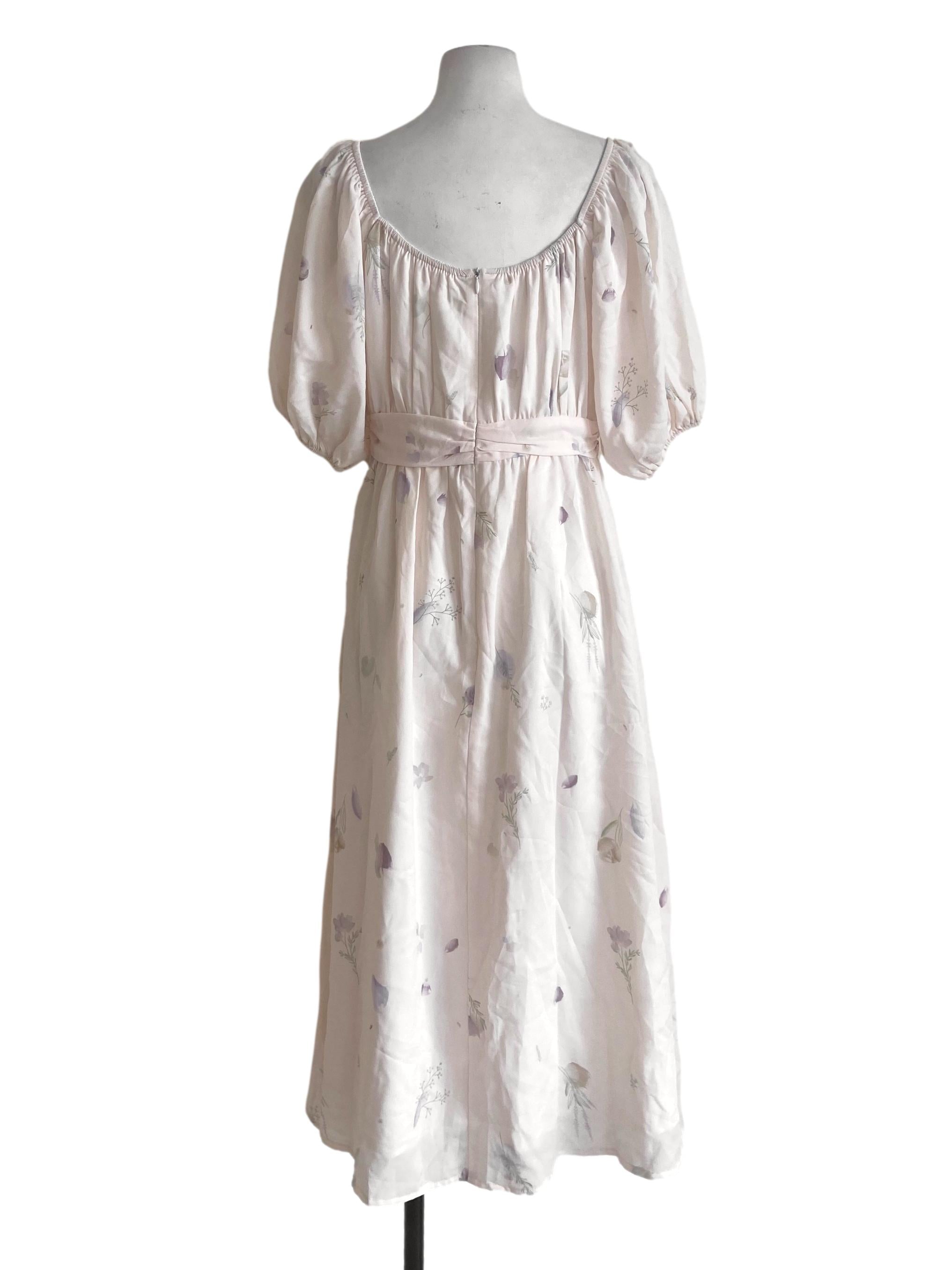 Whites & Floral Square Neck Empire Dress