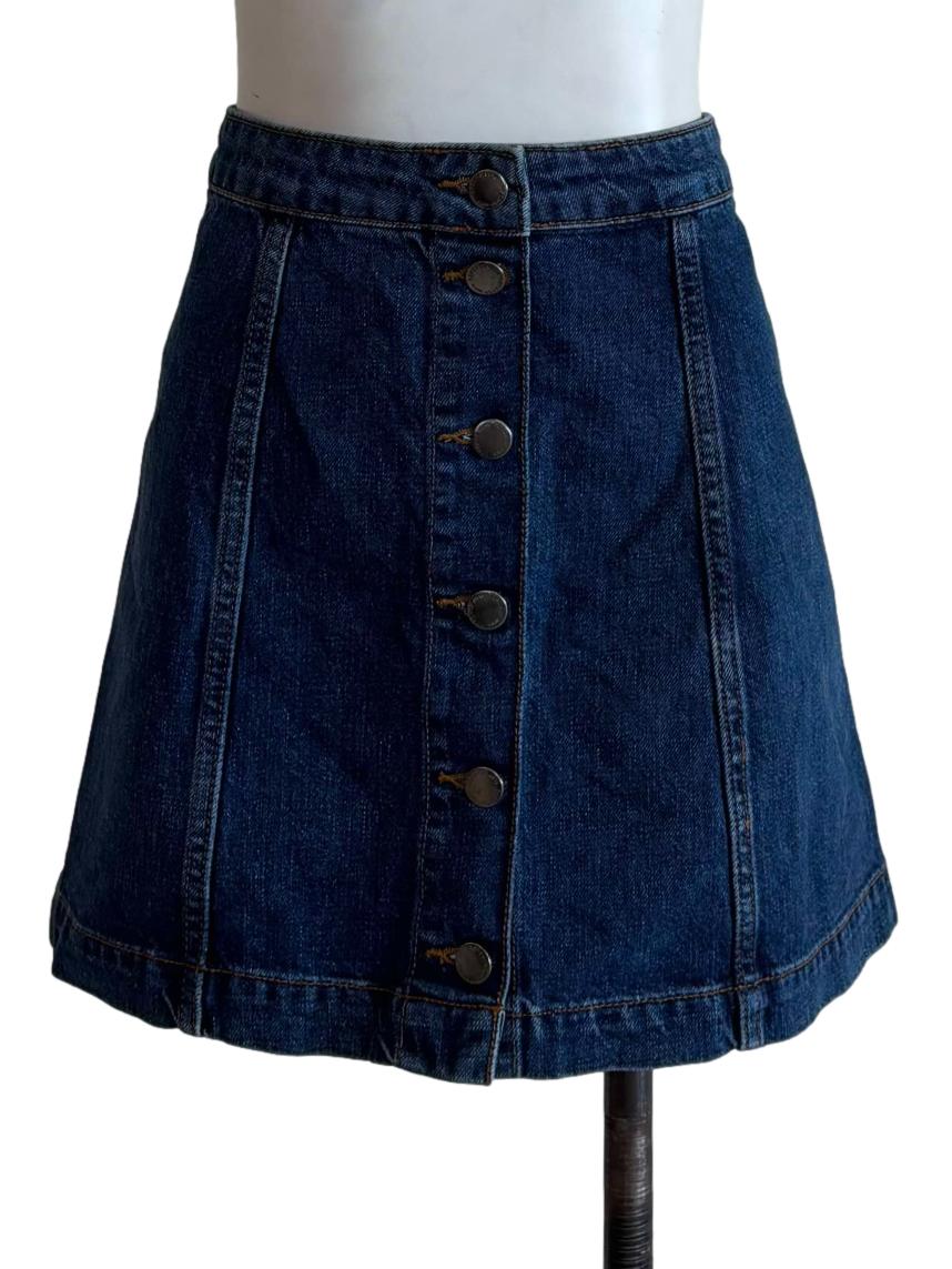 Denim Blue Button Mini Skirt