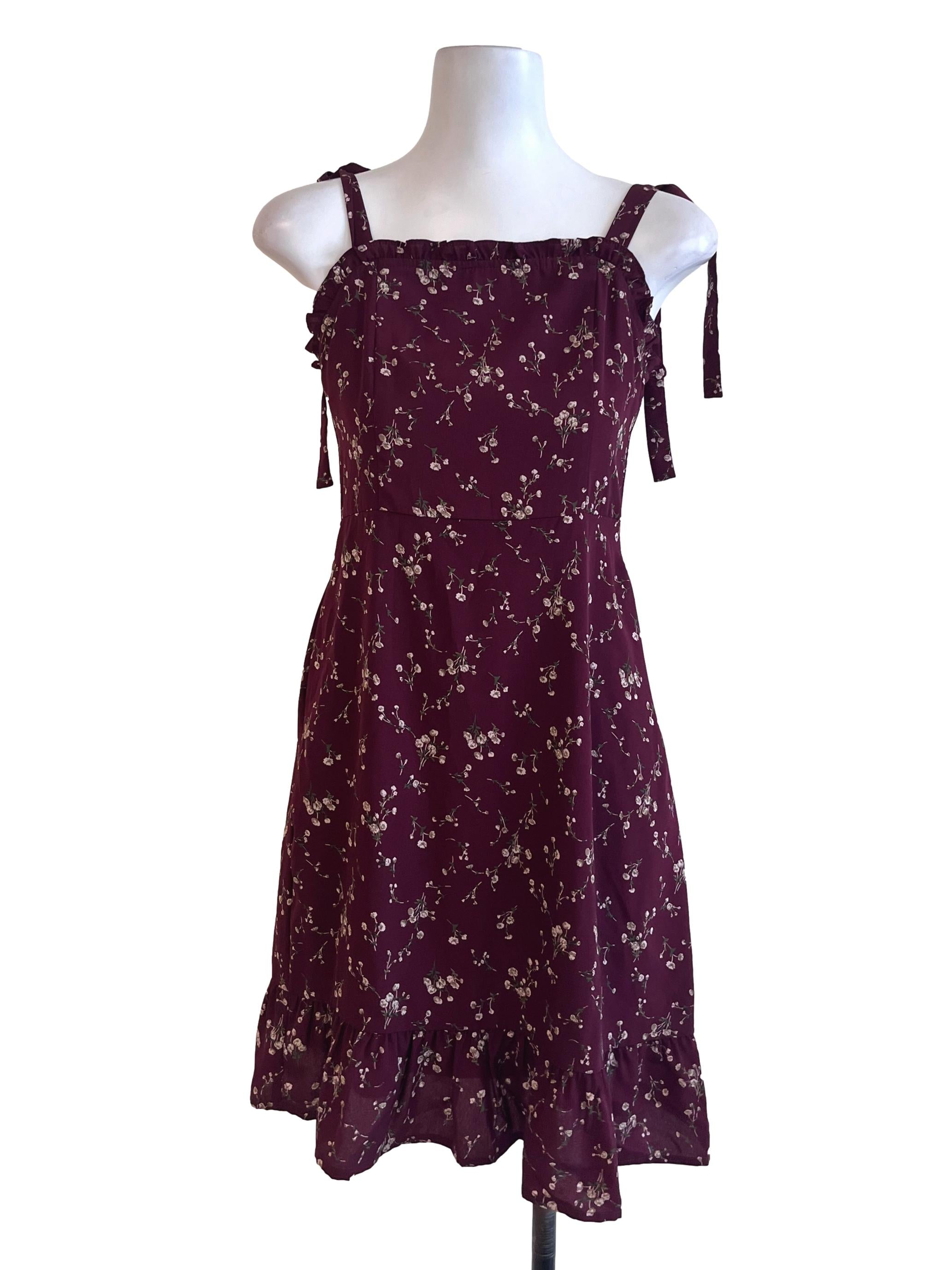 Red Floral Pattern Sleeveless Sundress