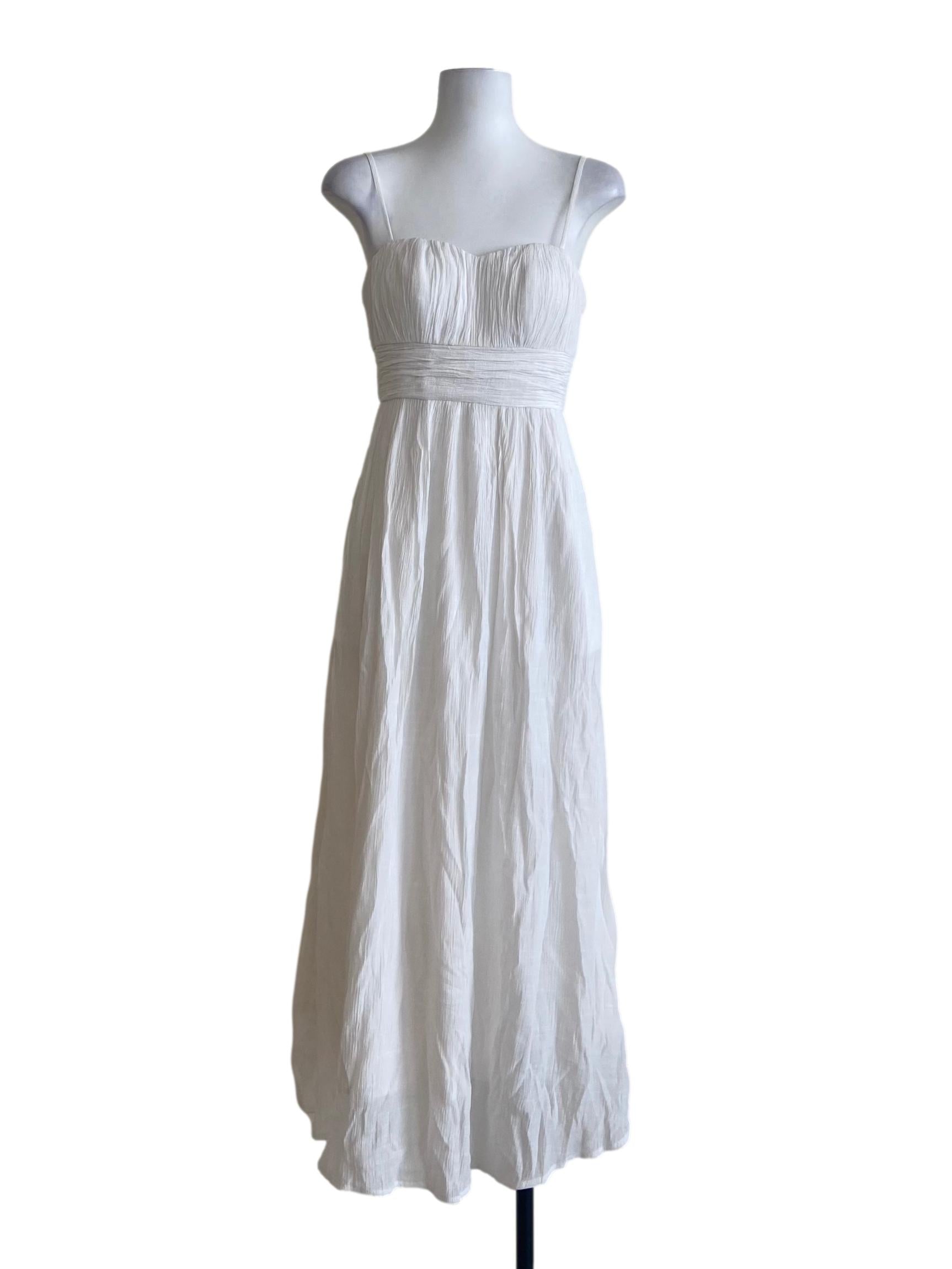 White Sleeveless Wrinkle Empire Dress