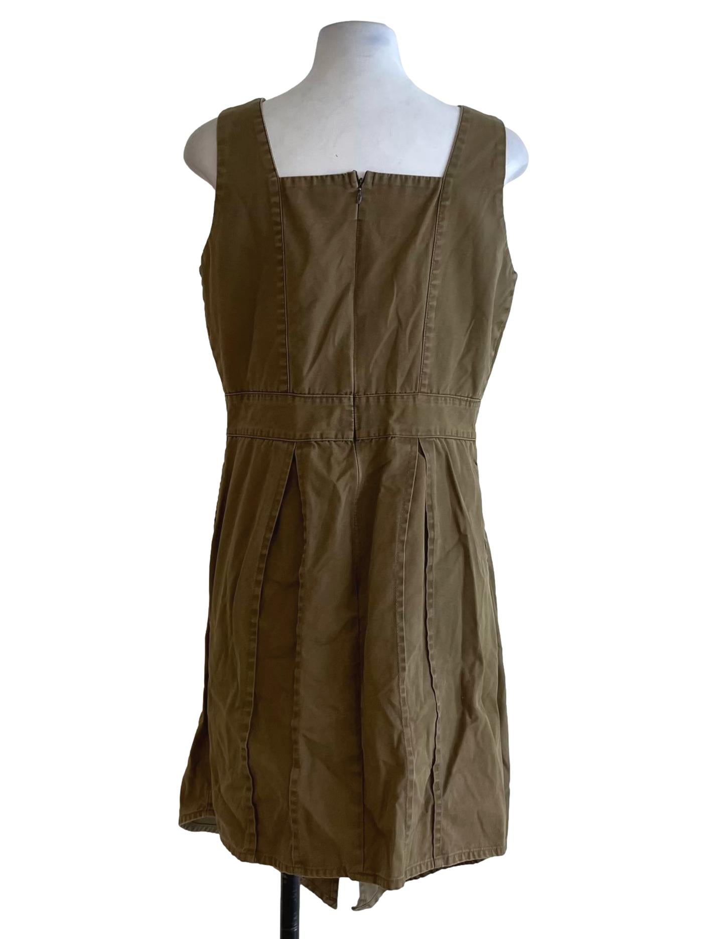 Peanut Brown Asymmetrical Neckline A-Line Dress