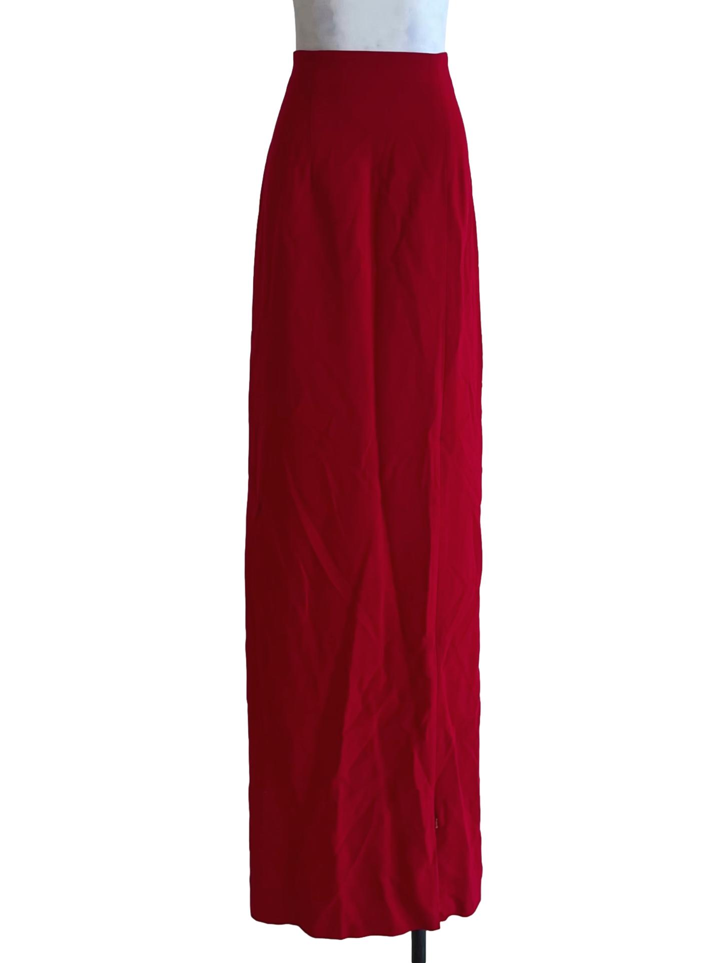 Rose Red High-Waisted A-Line Skirt