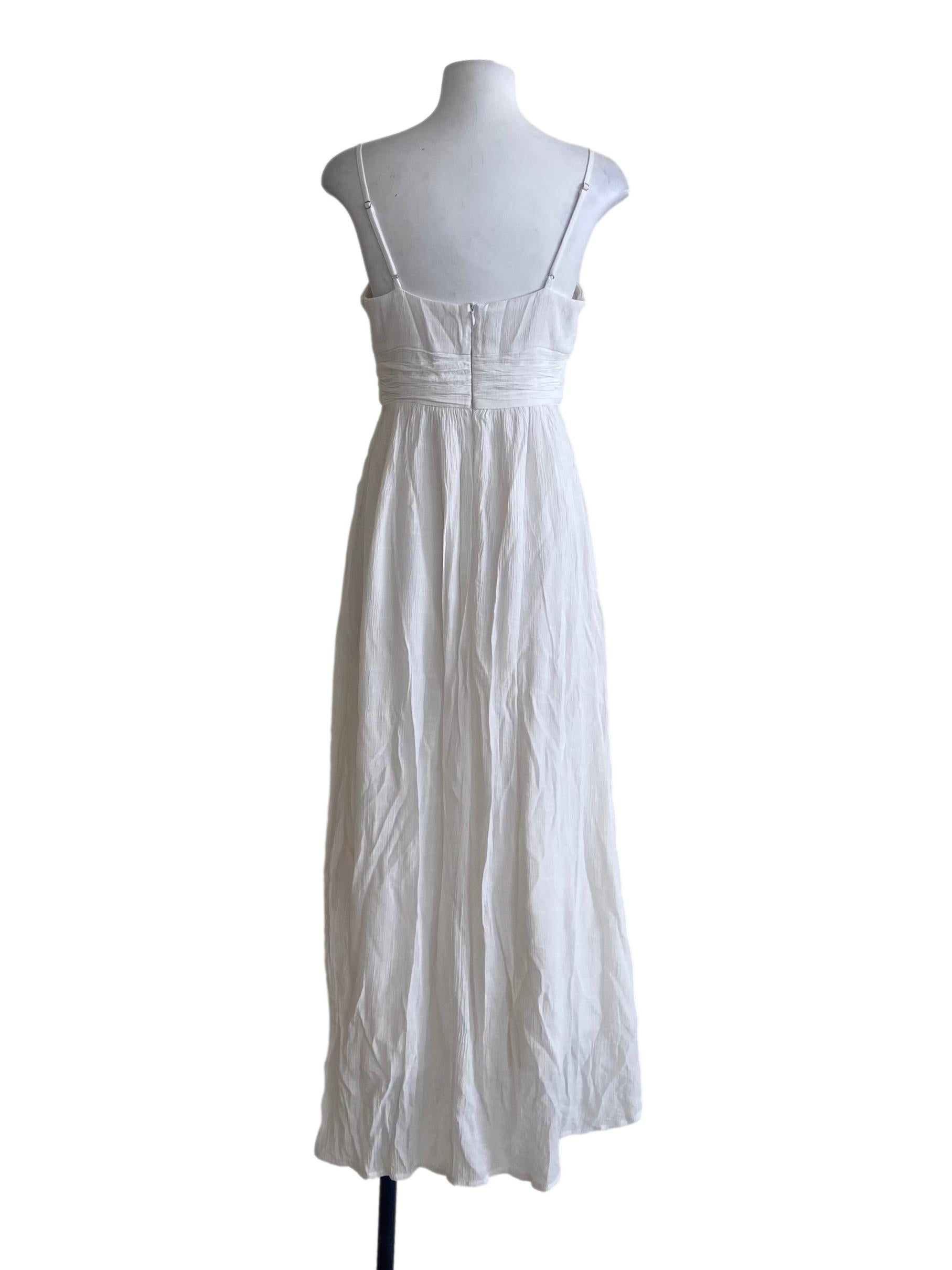 White Sleeveless Wrinkle Empire Dress