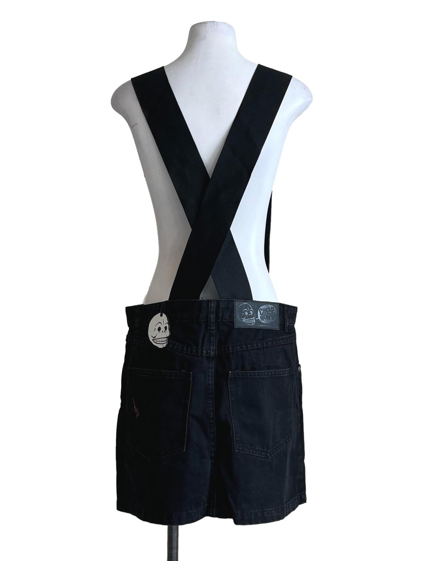 Charcoal Black Denim Apron Mini Dress