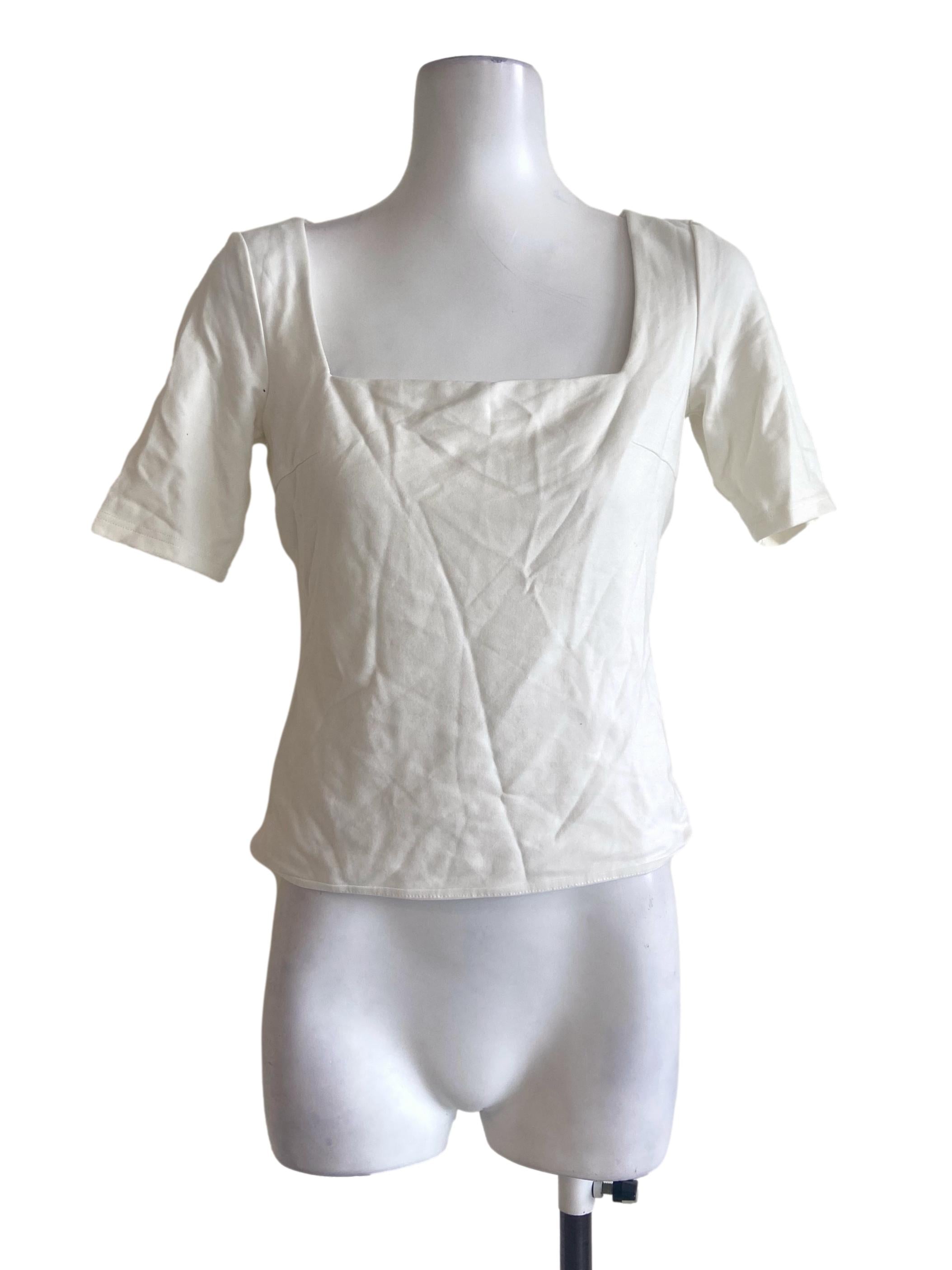 White Twill Square Neck Blouse LB