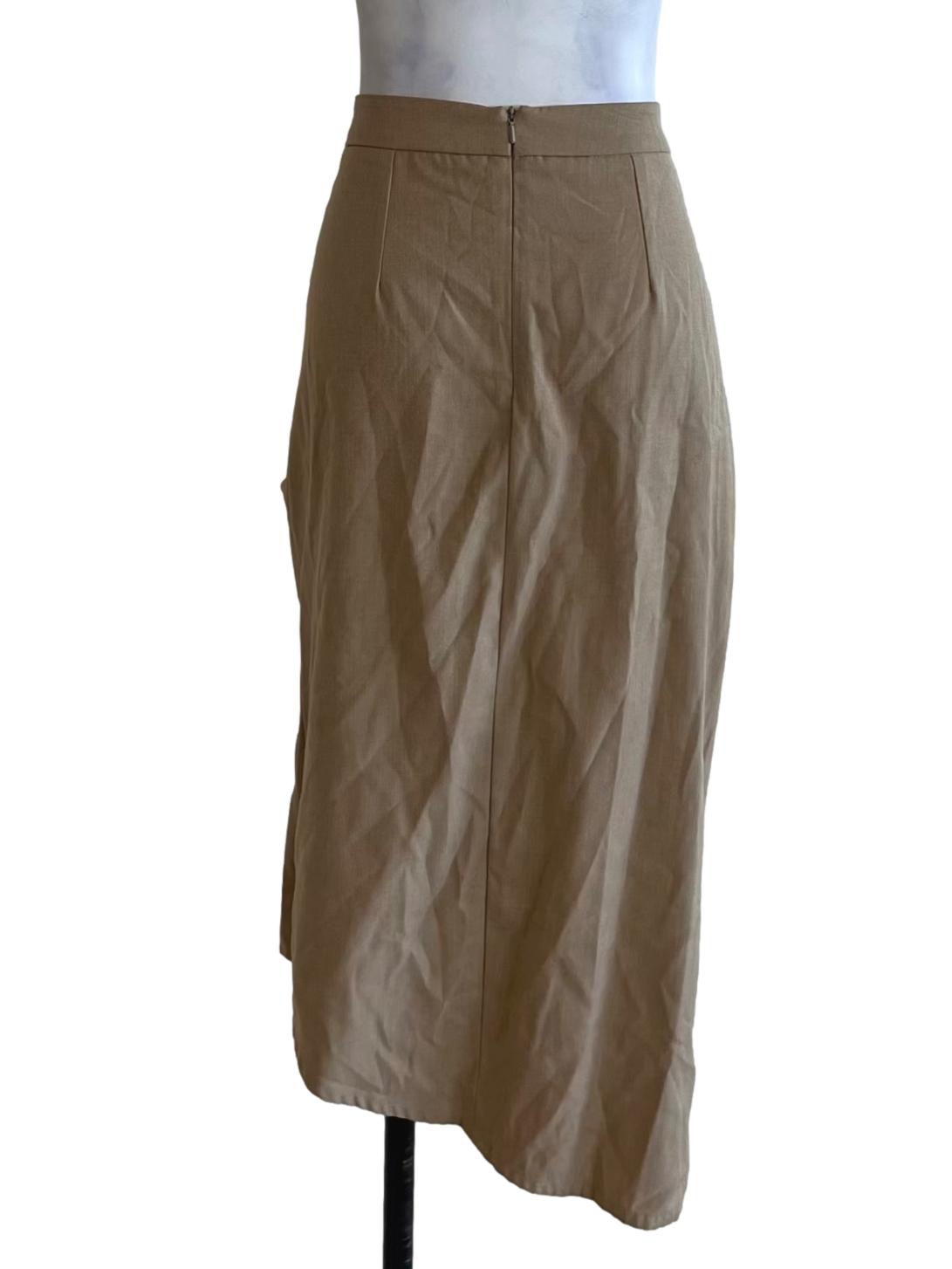 Beige High-Waisted Pencil Skirt