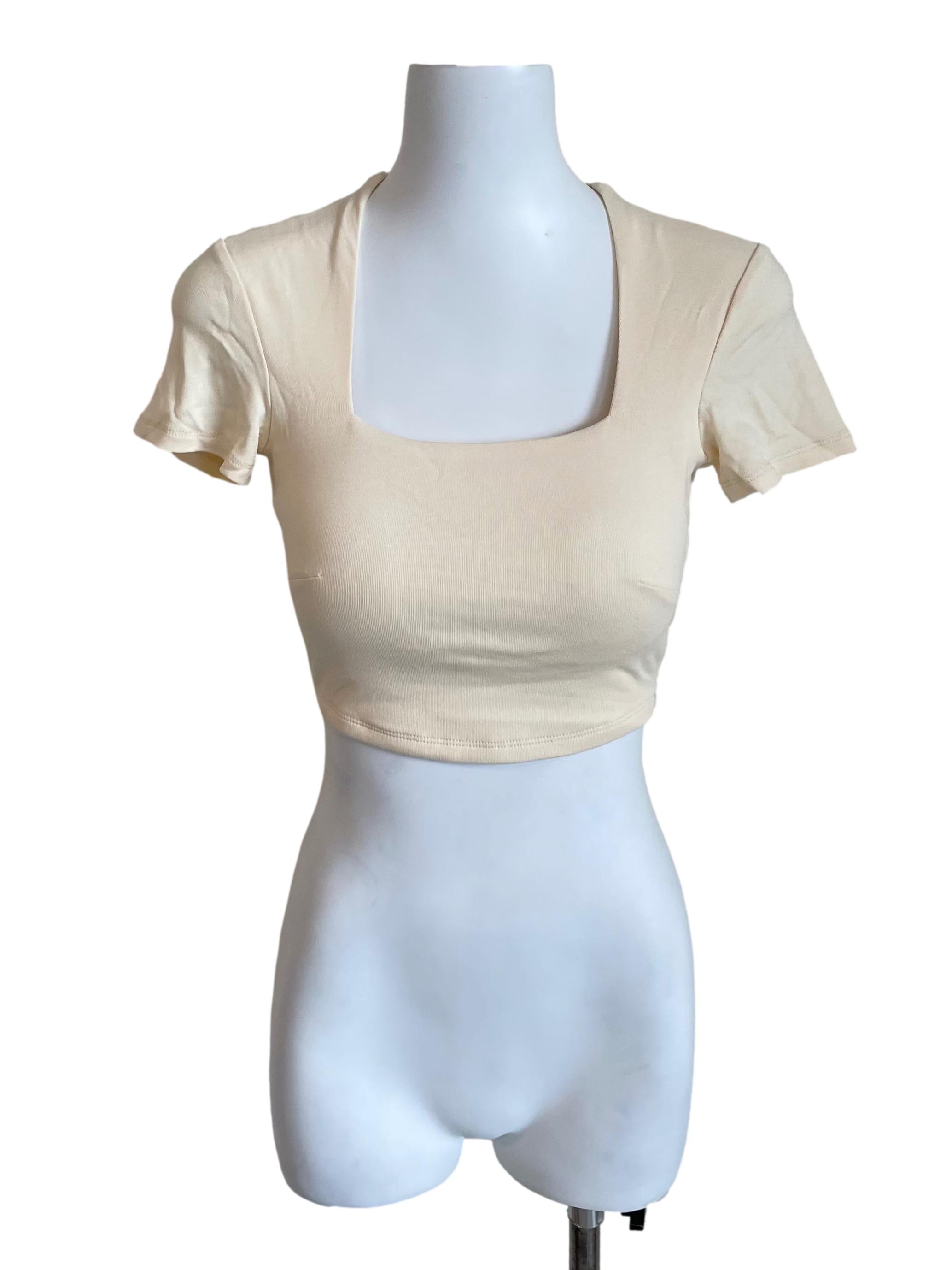 Cream Queen Anne Crop Tee